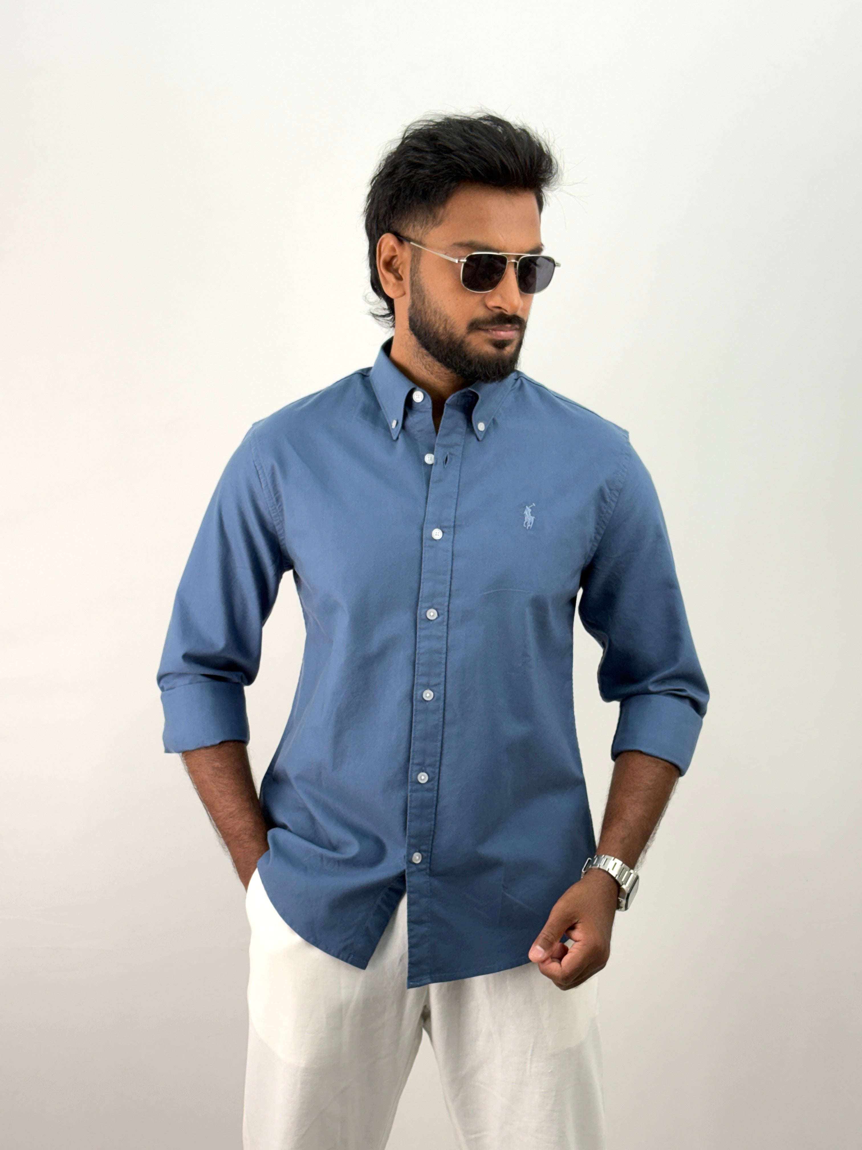 Blue Plain Oxford Shirt