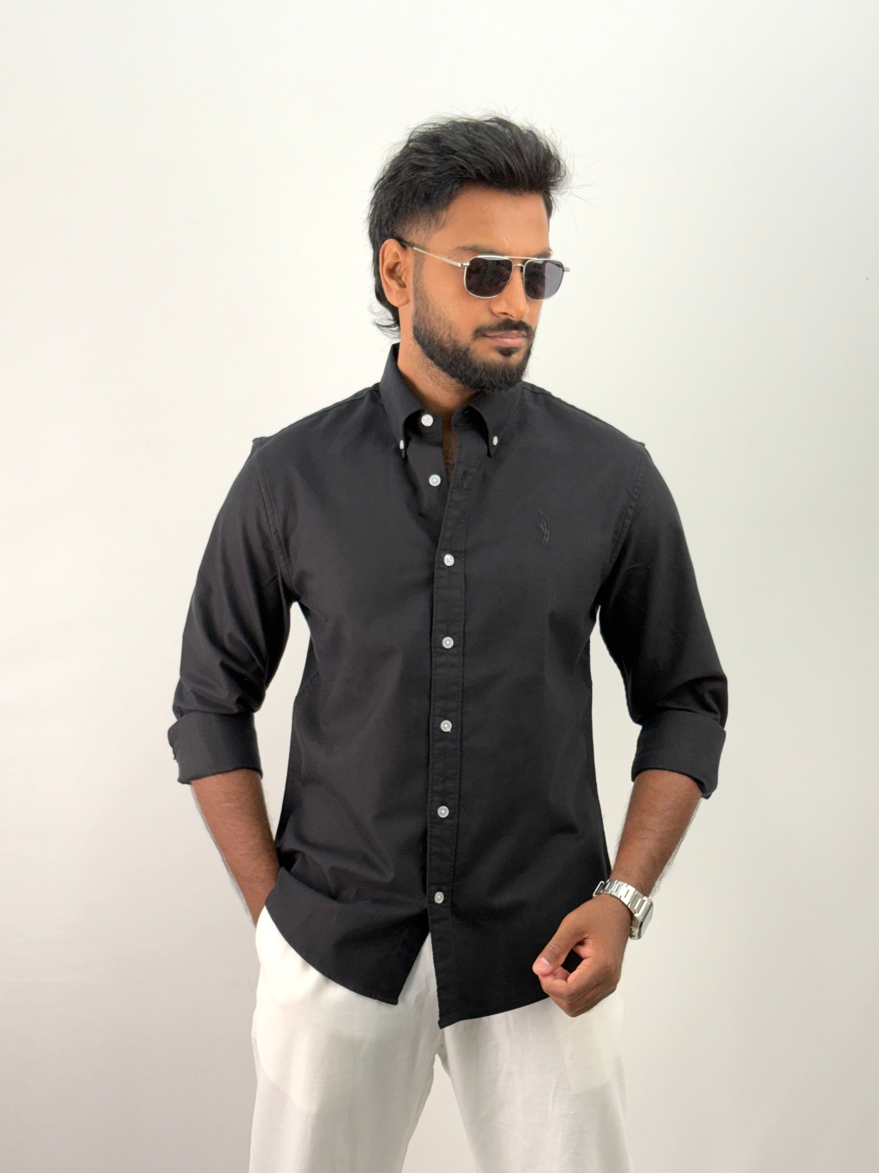 Black Plain Oxford Shirt