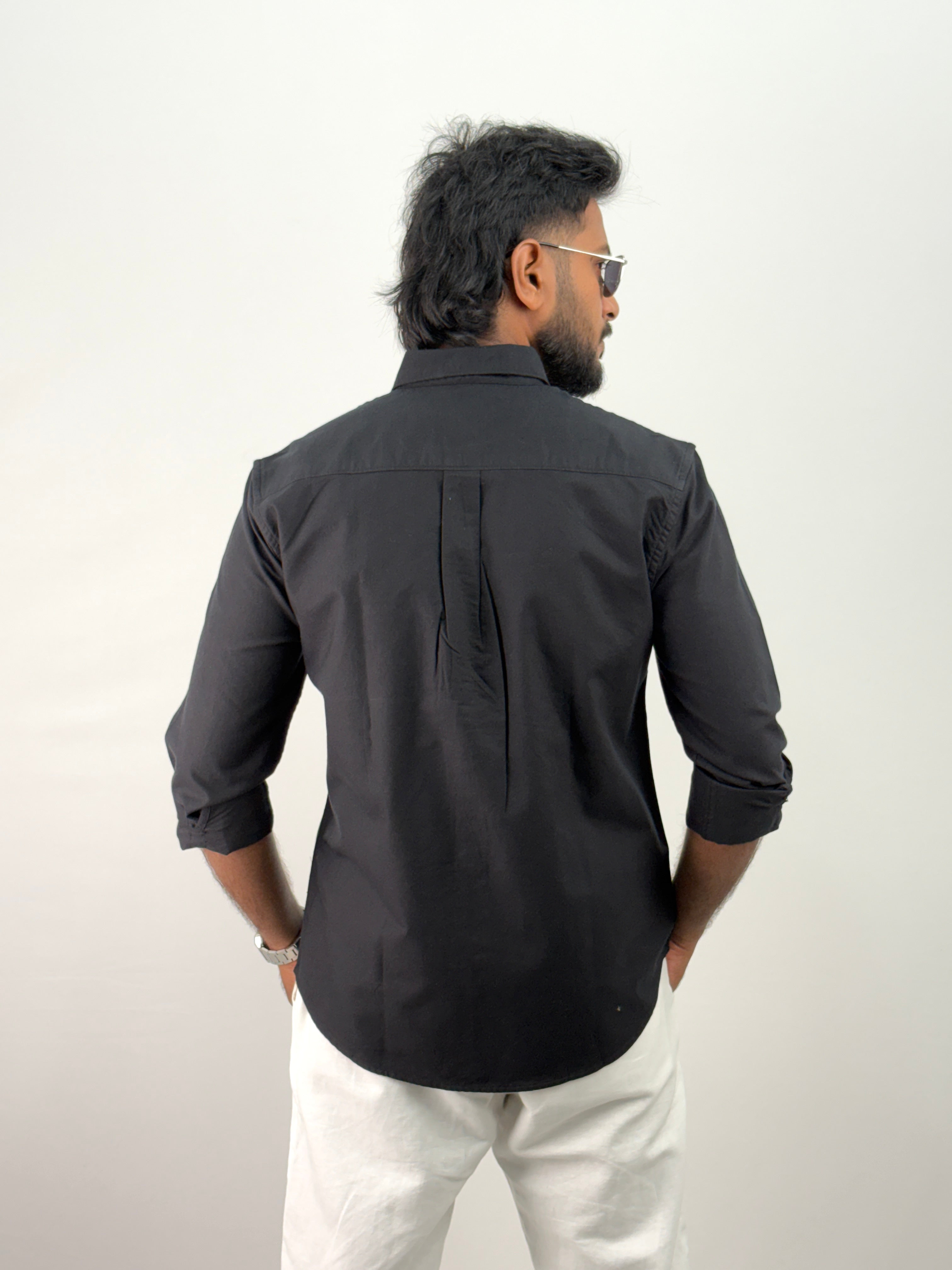 Black Plain Oxford Shirt