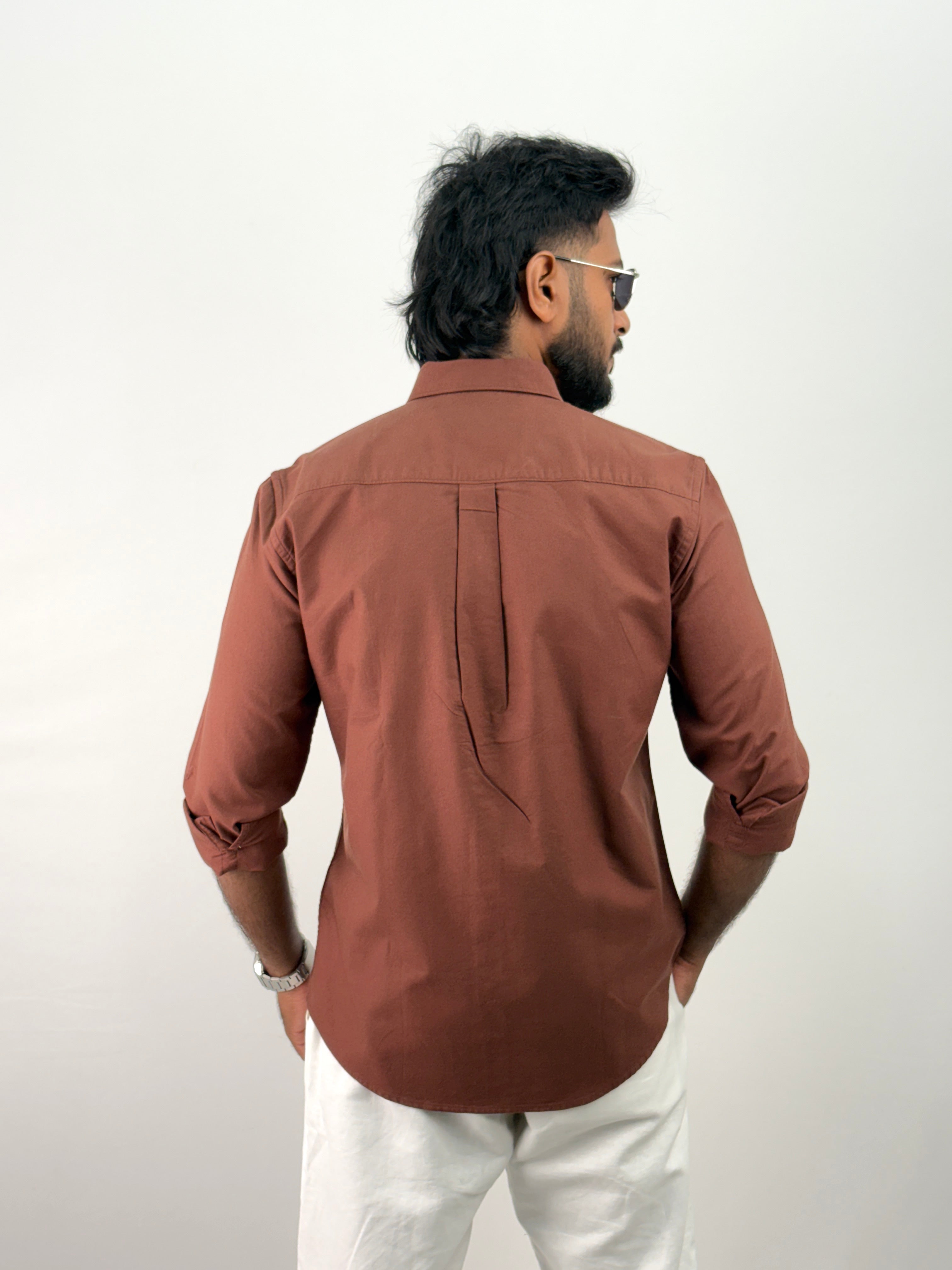 Brown Plain Oxford Shirt