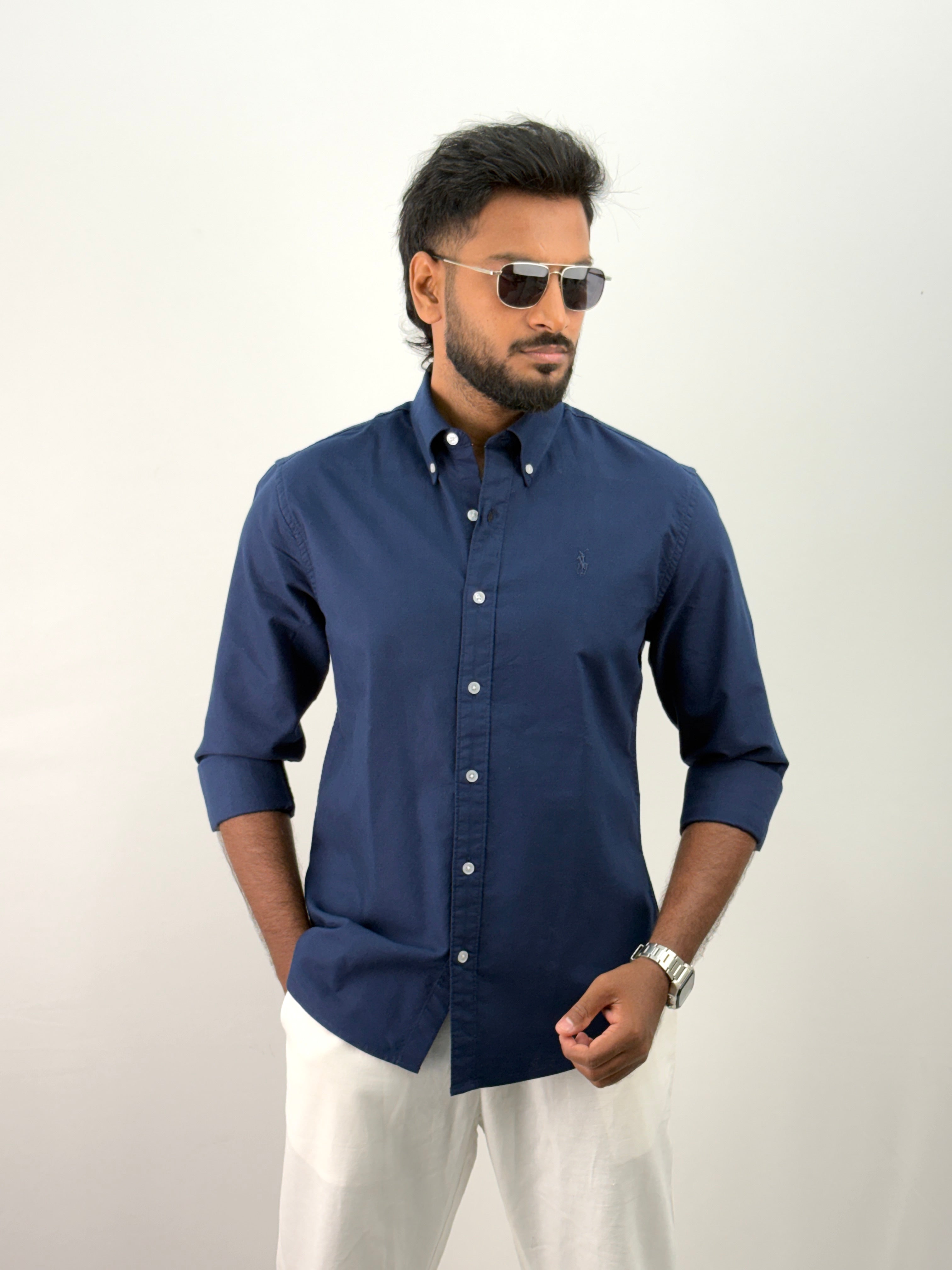 Navy Plain Oxford Shirt