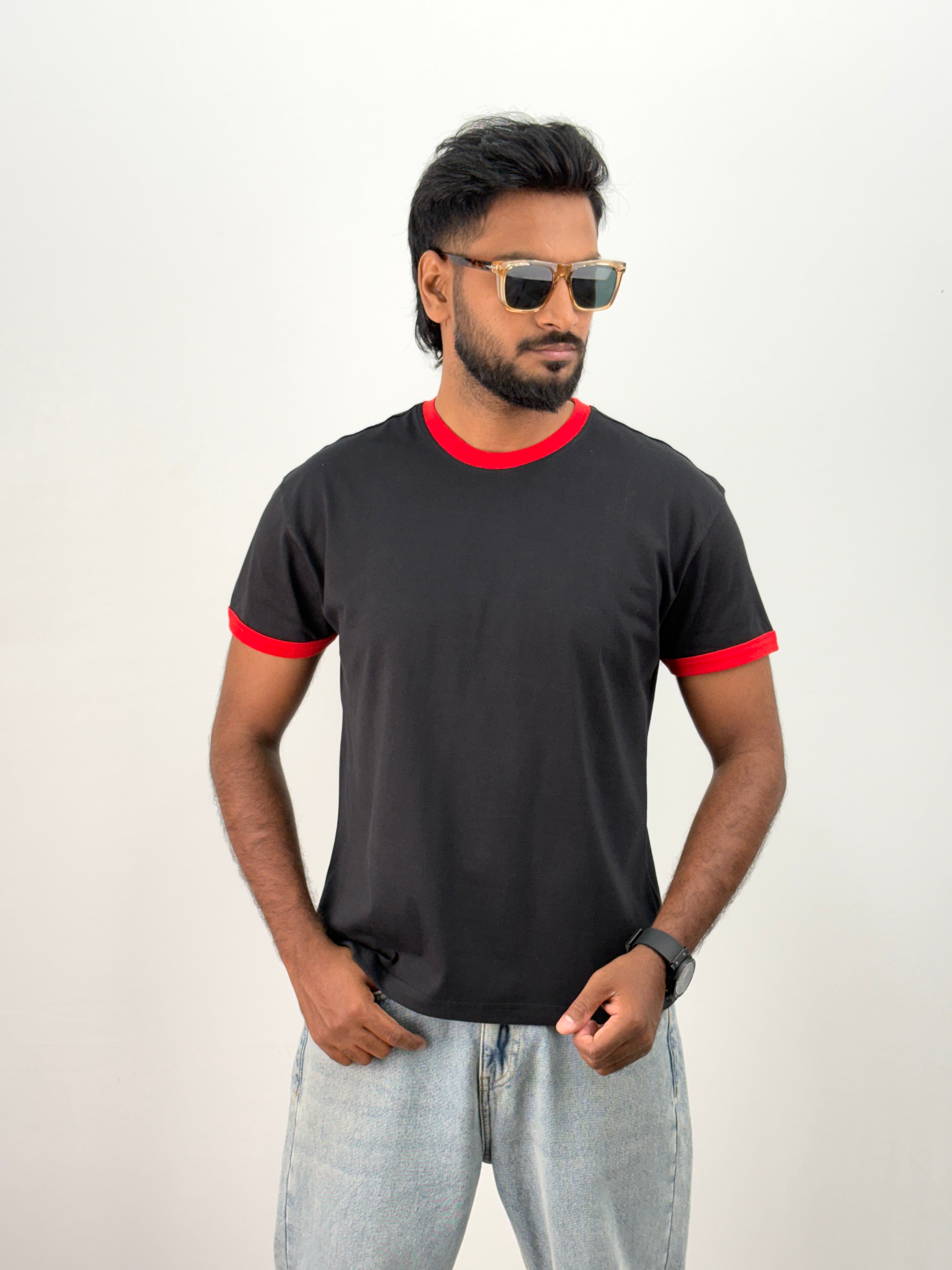 Black Cropped Ringer T-Shirt