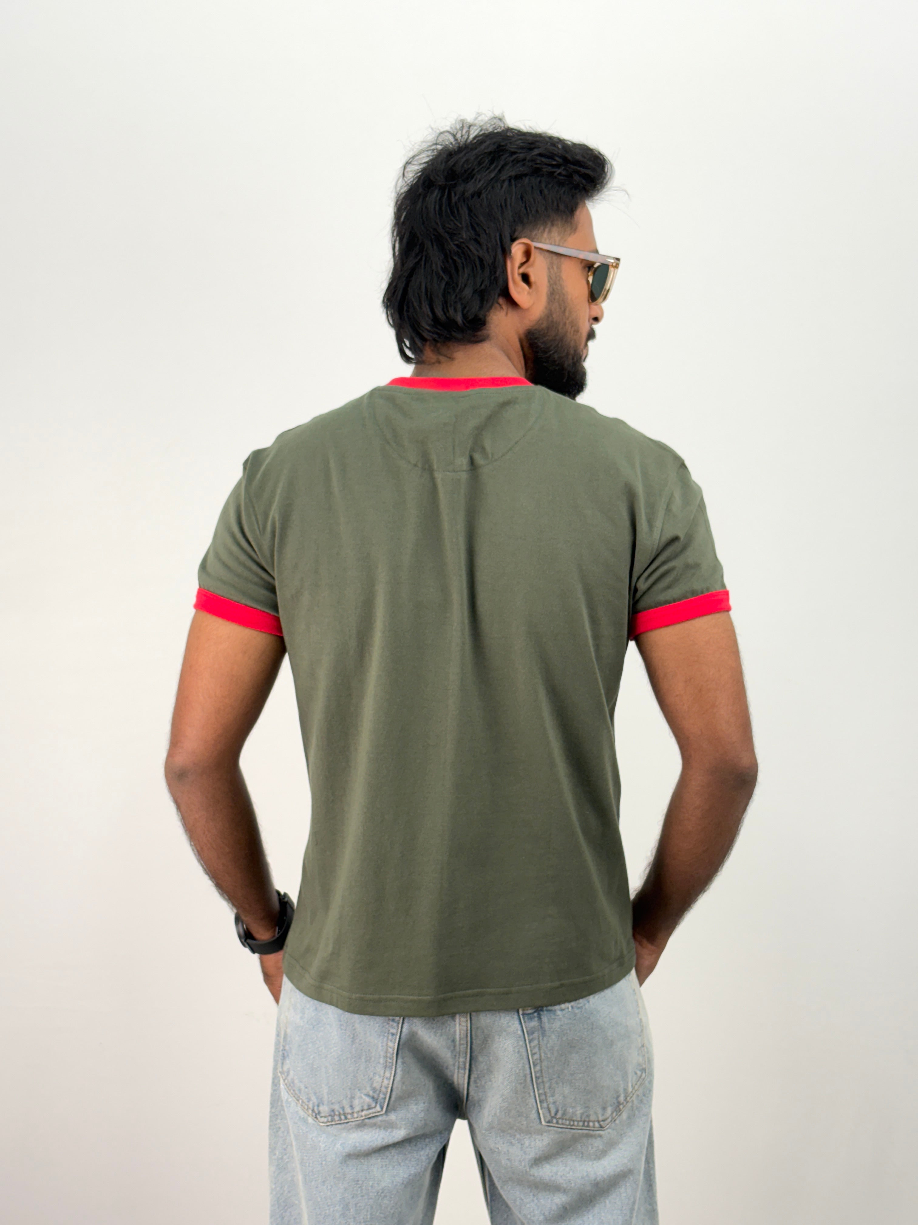 Khaki Cropped Ringer T-Shirt