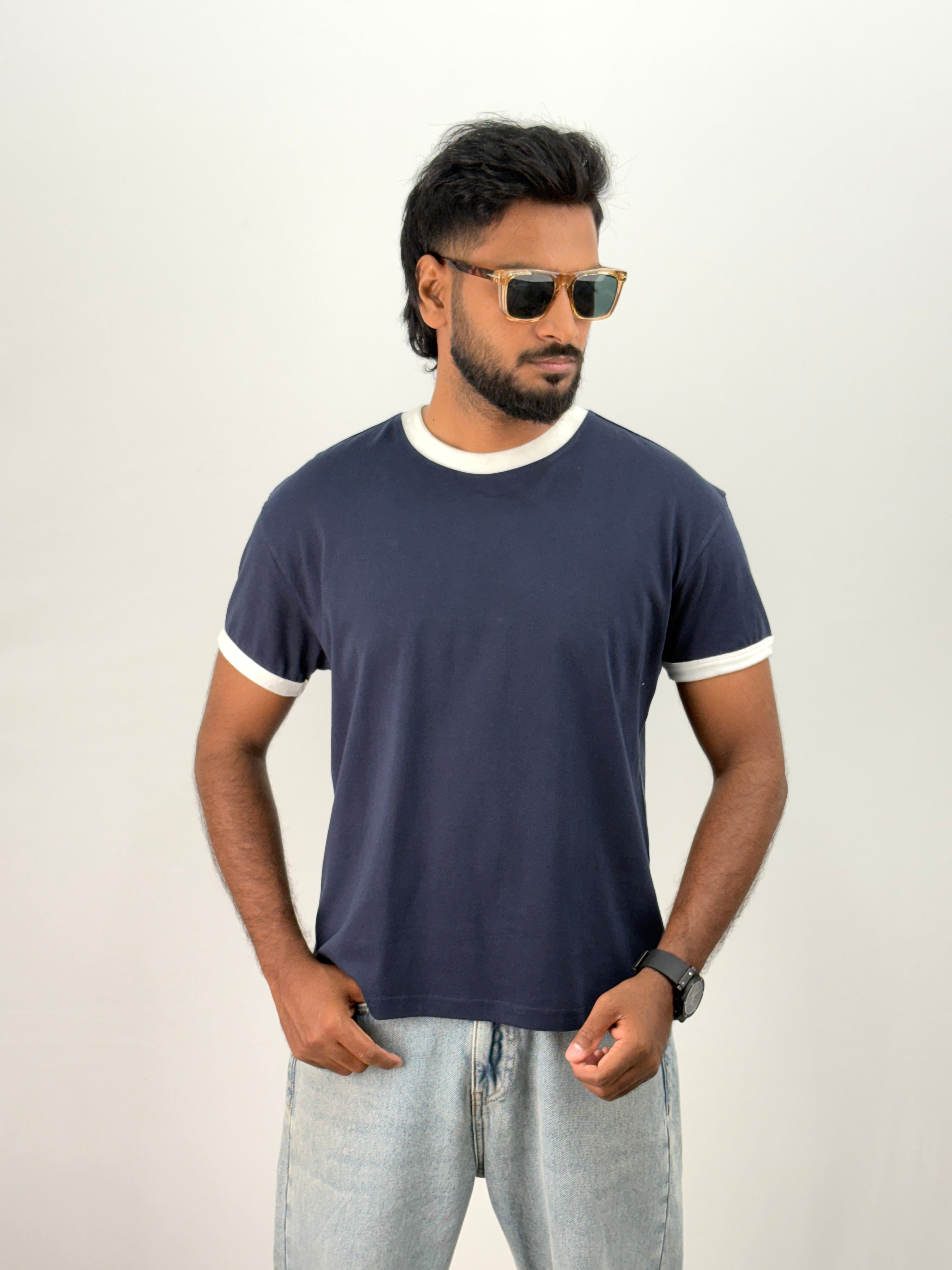 Navy Cropped Ringer T-Shirt