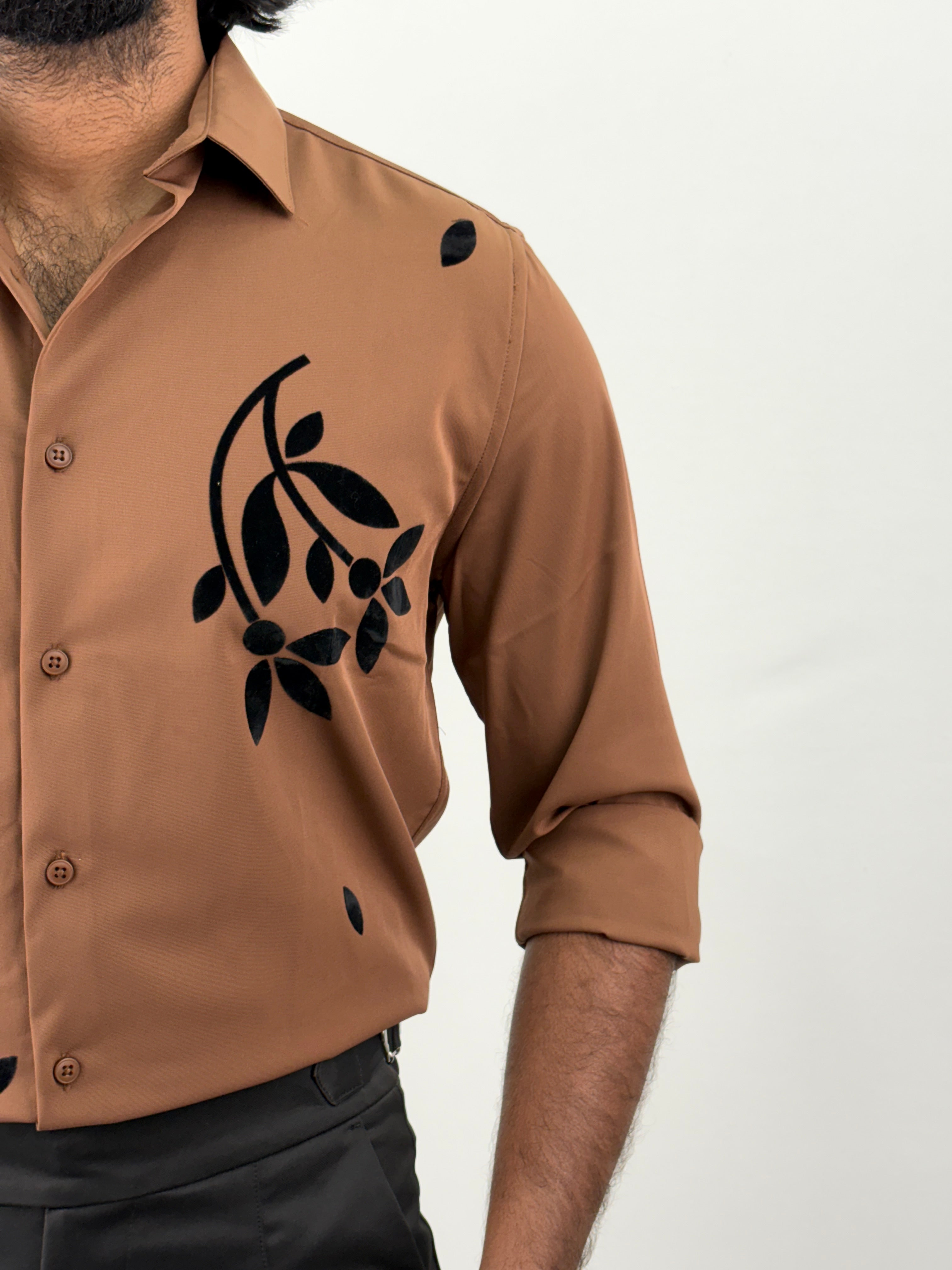Chocolate Flock Printed Shirt
