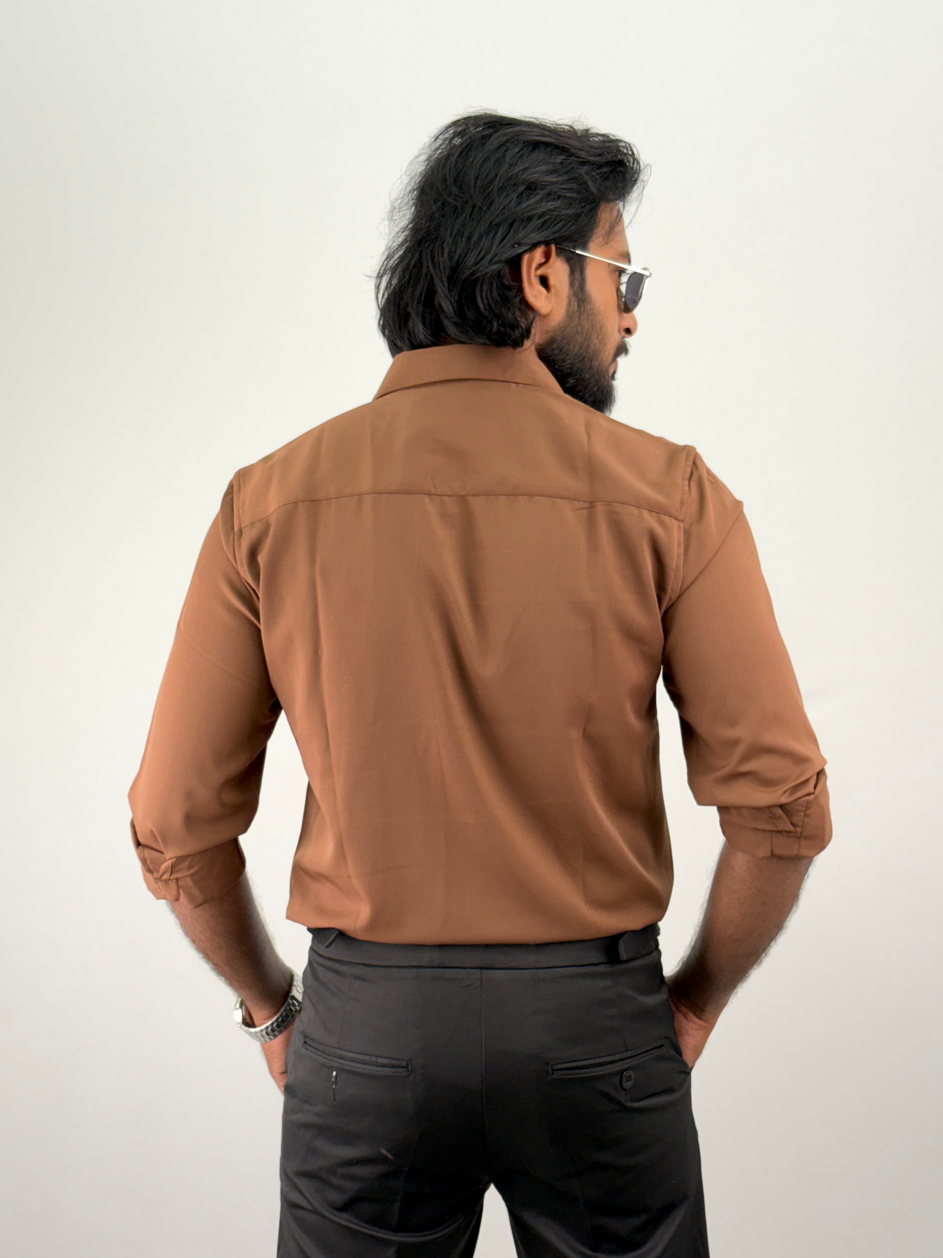 Chocolate Flock Printed Shirt