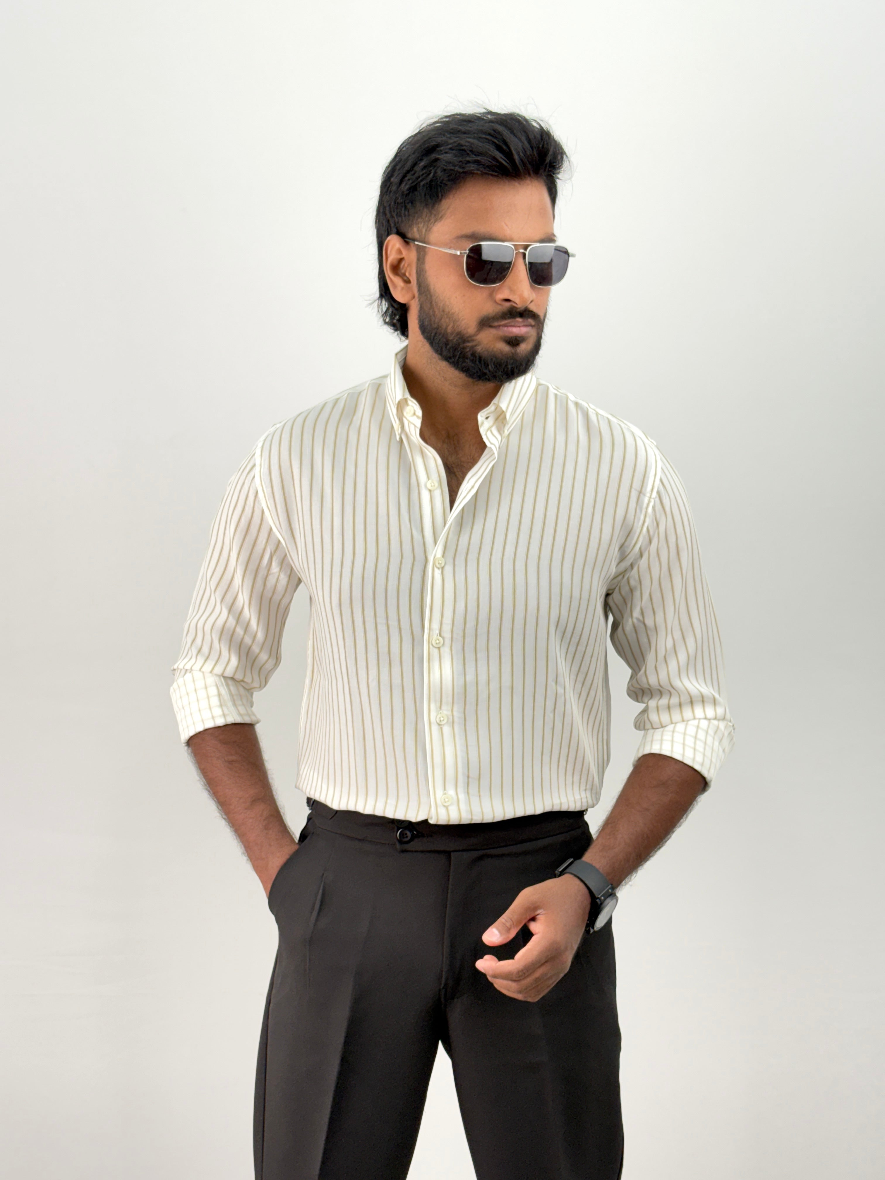 White Beige 3 IMP Stripe Shirt