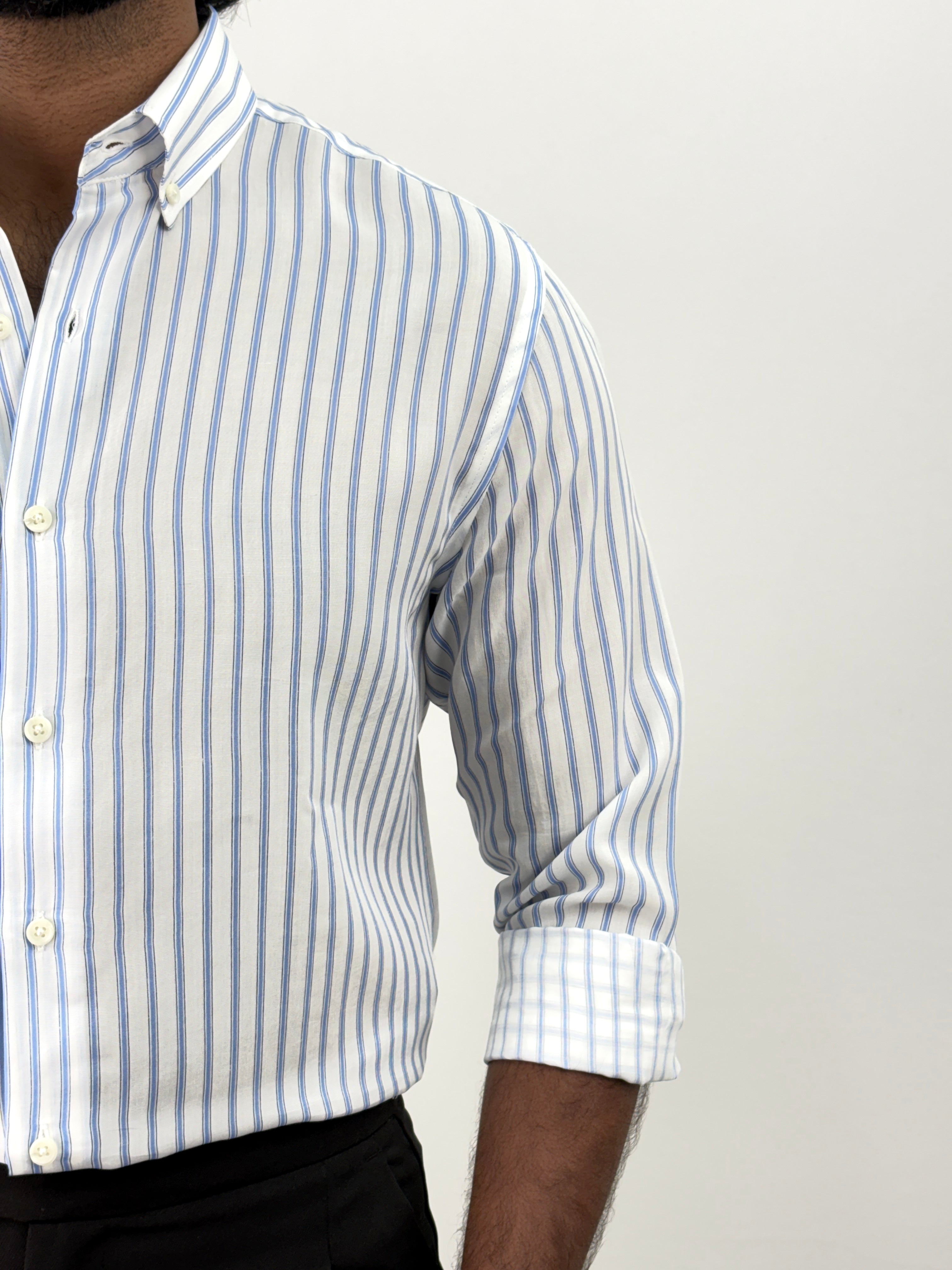 White Blue 3 IMP Stripe Shirt