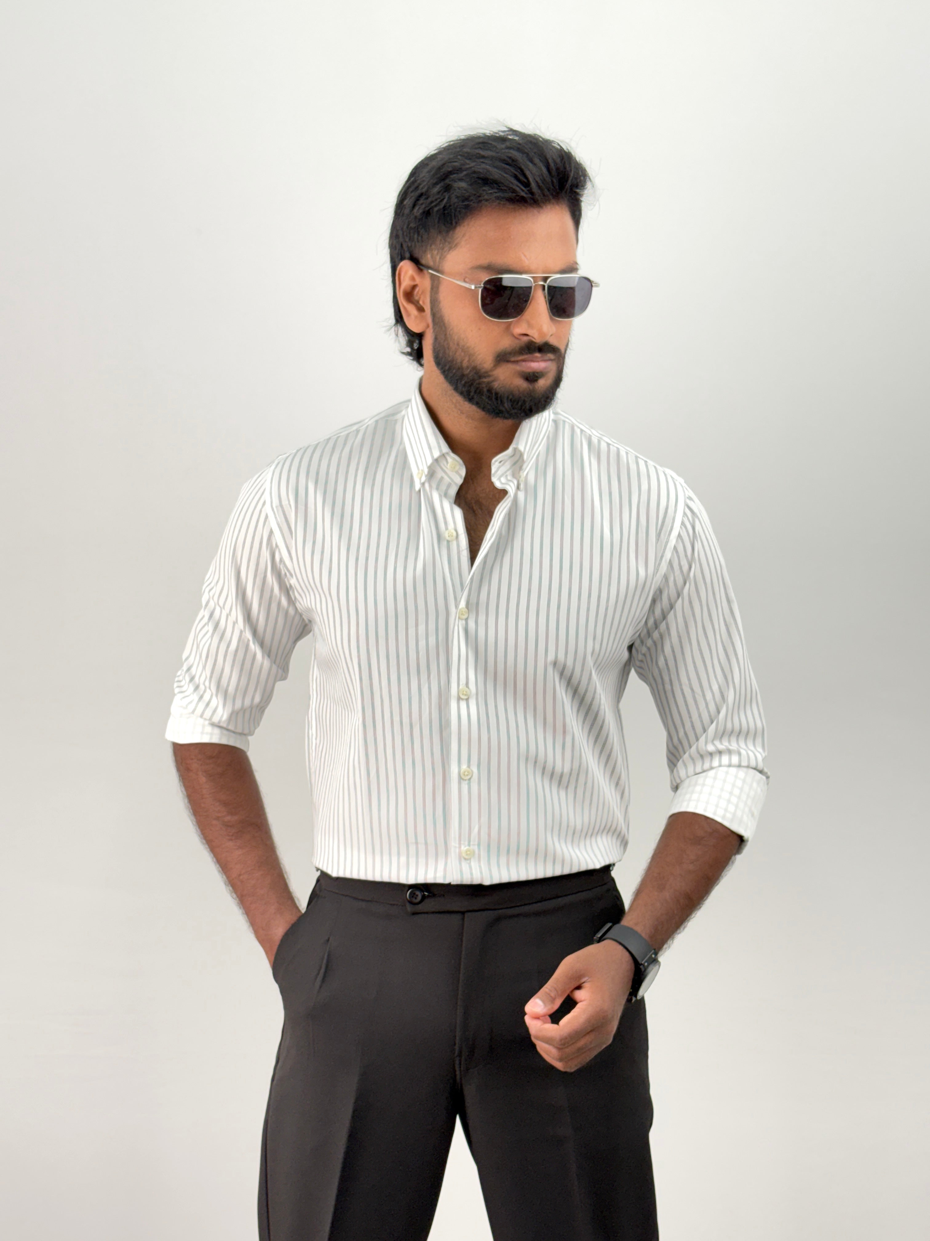 White Grey 3 IMP Stripe Shirt