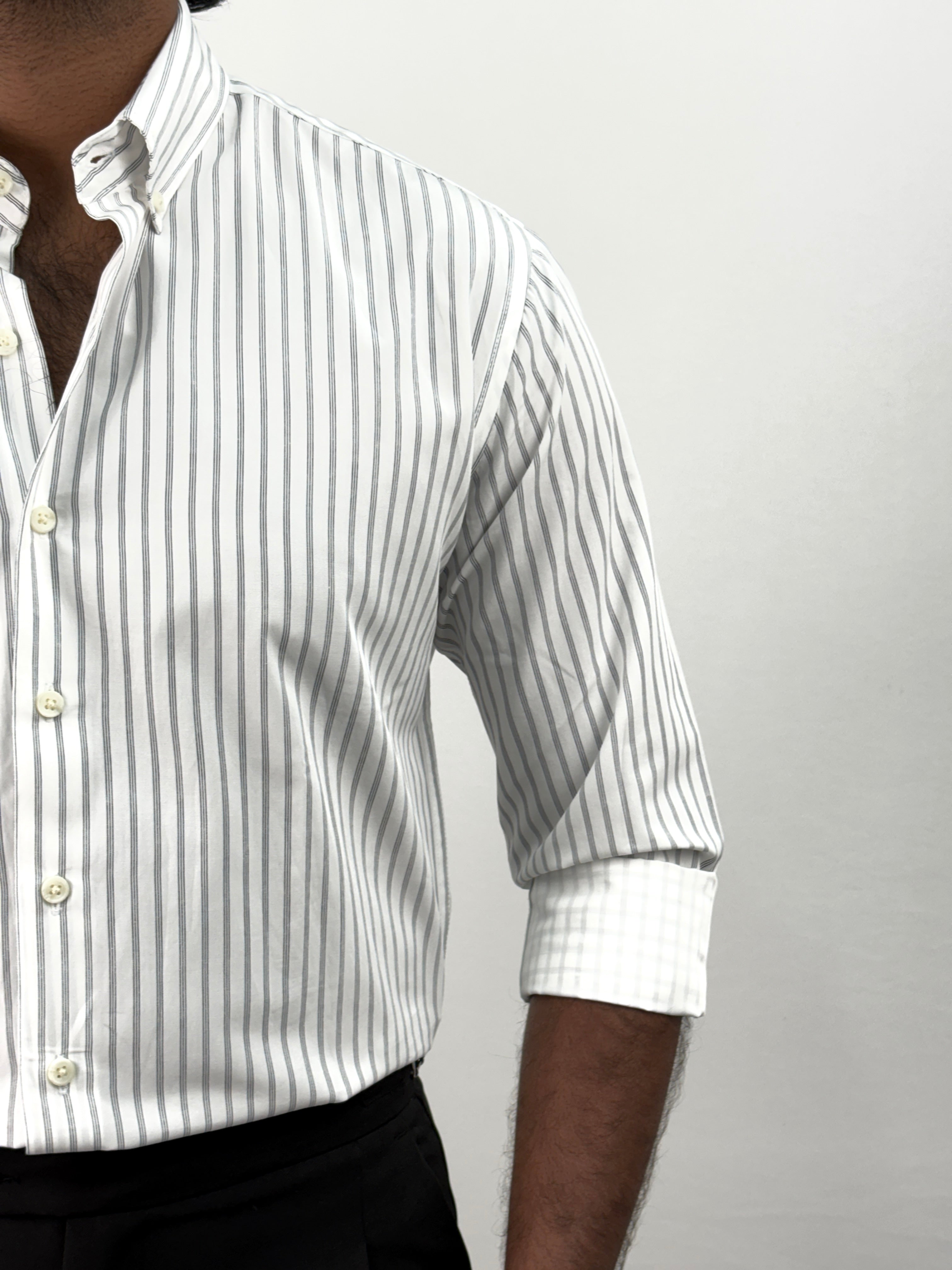 White Grey 3 IMP Stripe Shirt