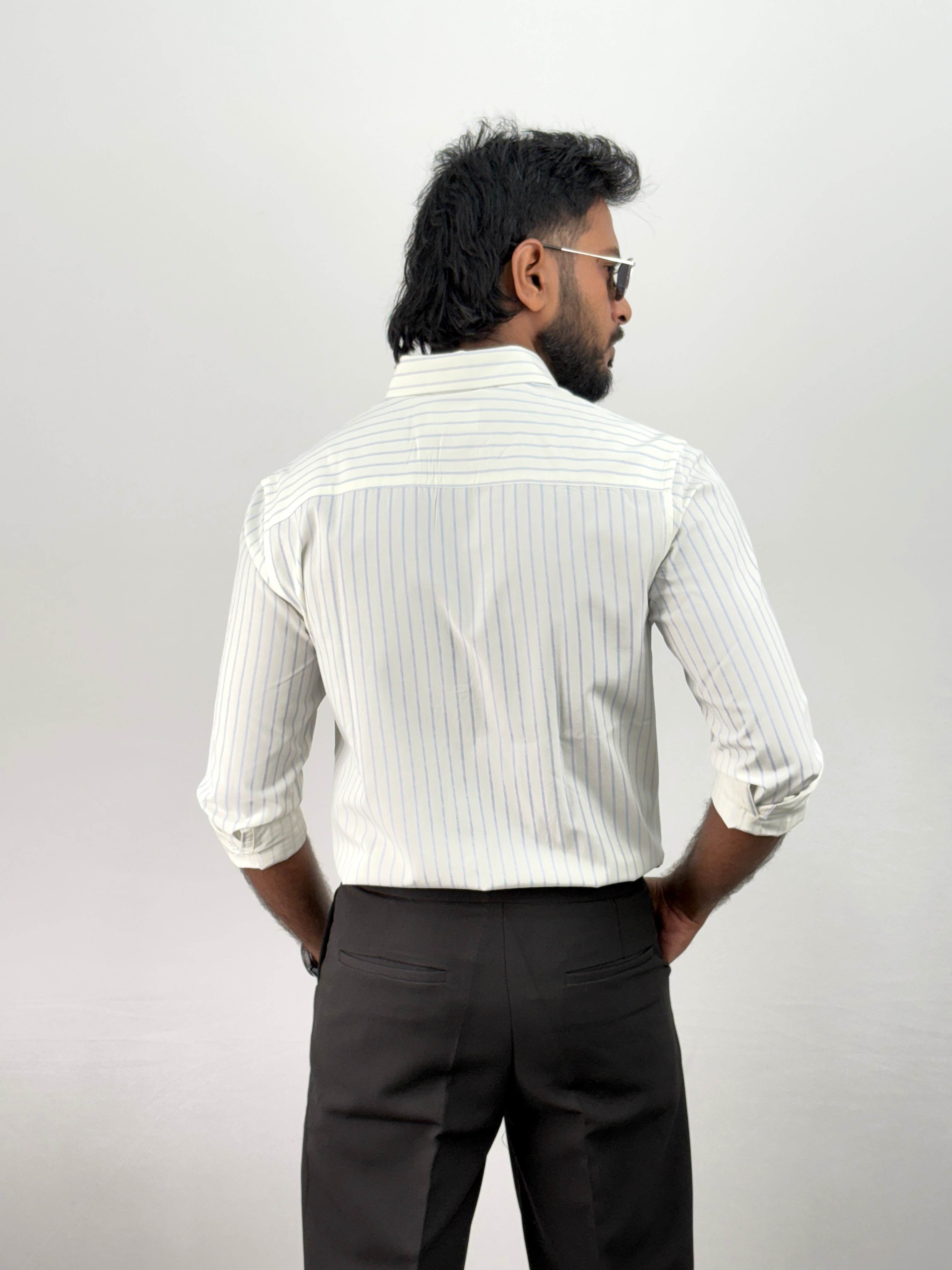 Cream Blue 3 IMP Stripe Shirt