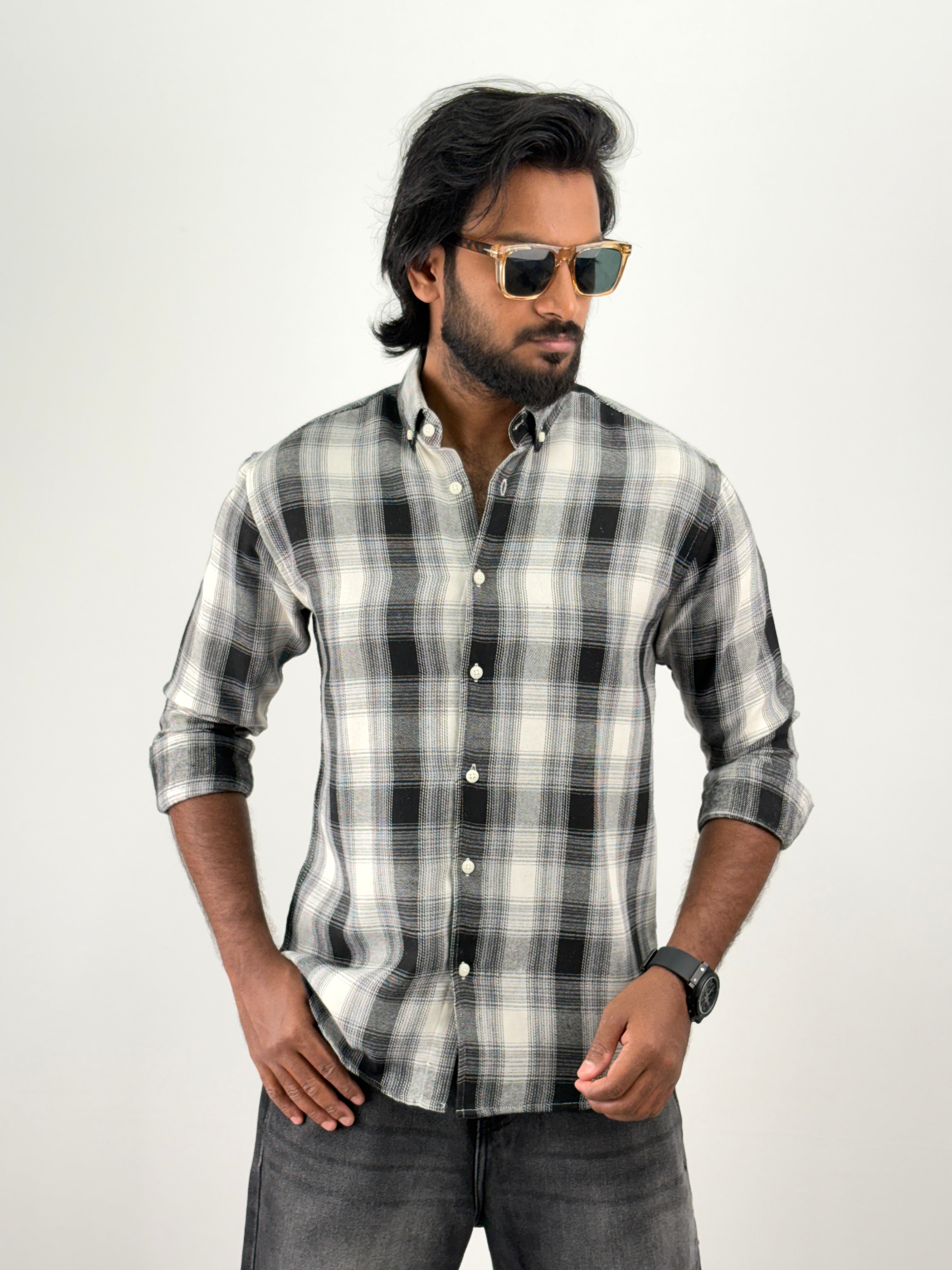 White Black Flannel Shirt