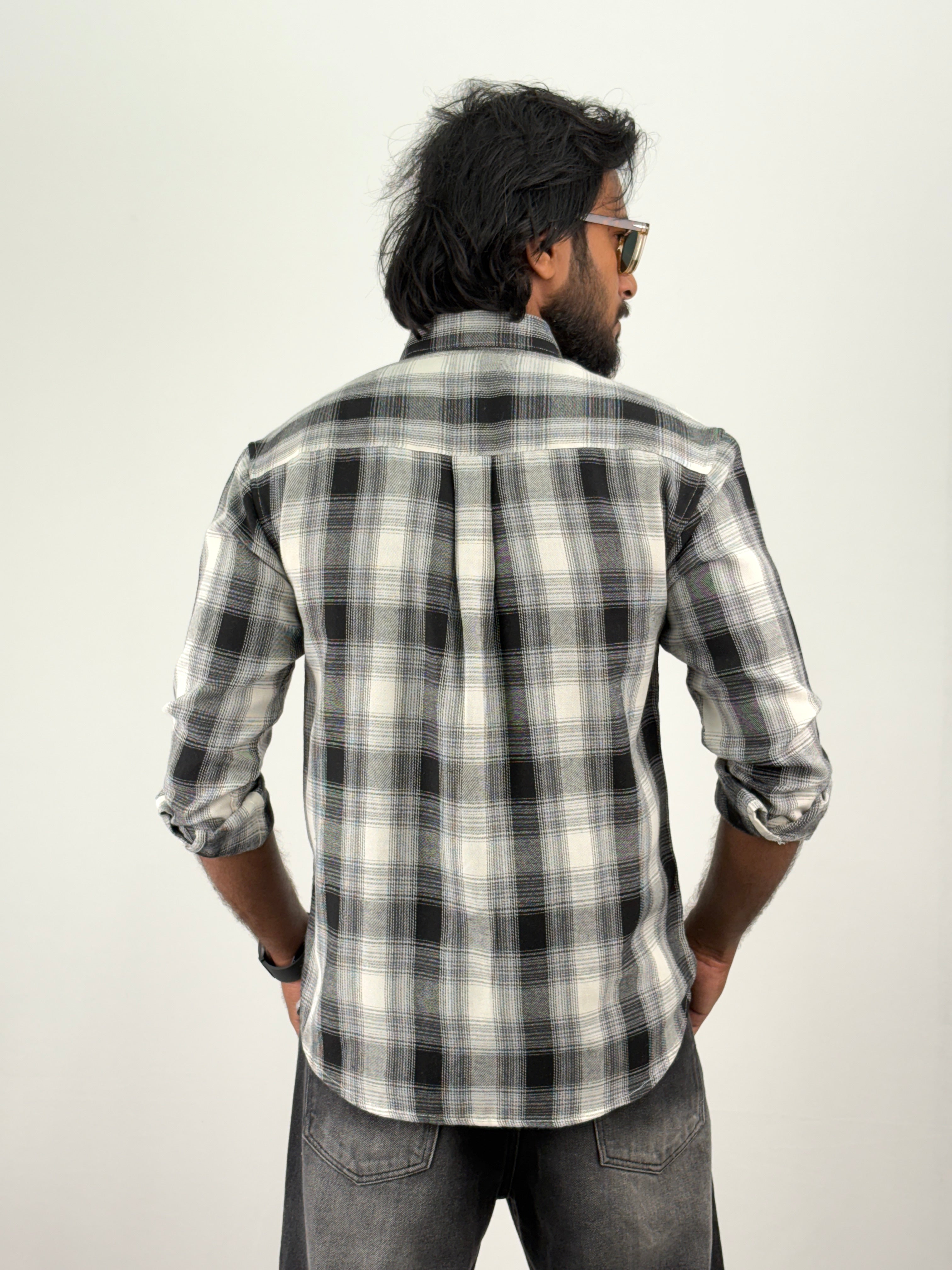 White Black Flannel Shirt