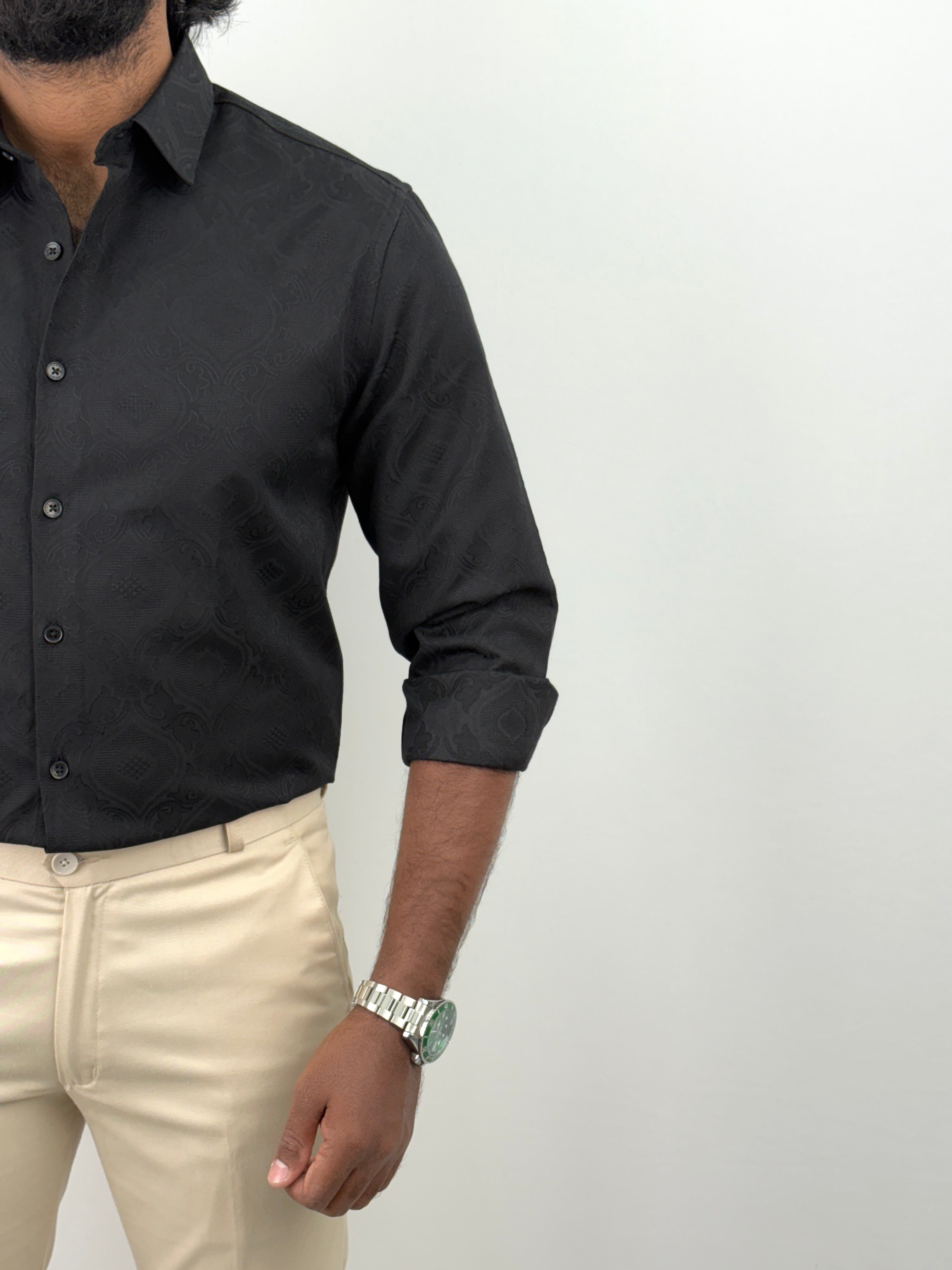 Black Jacquard Textured Shirt