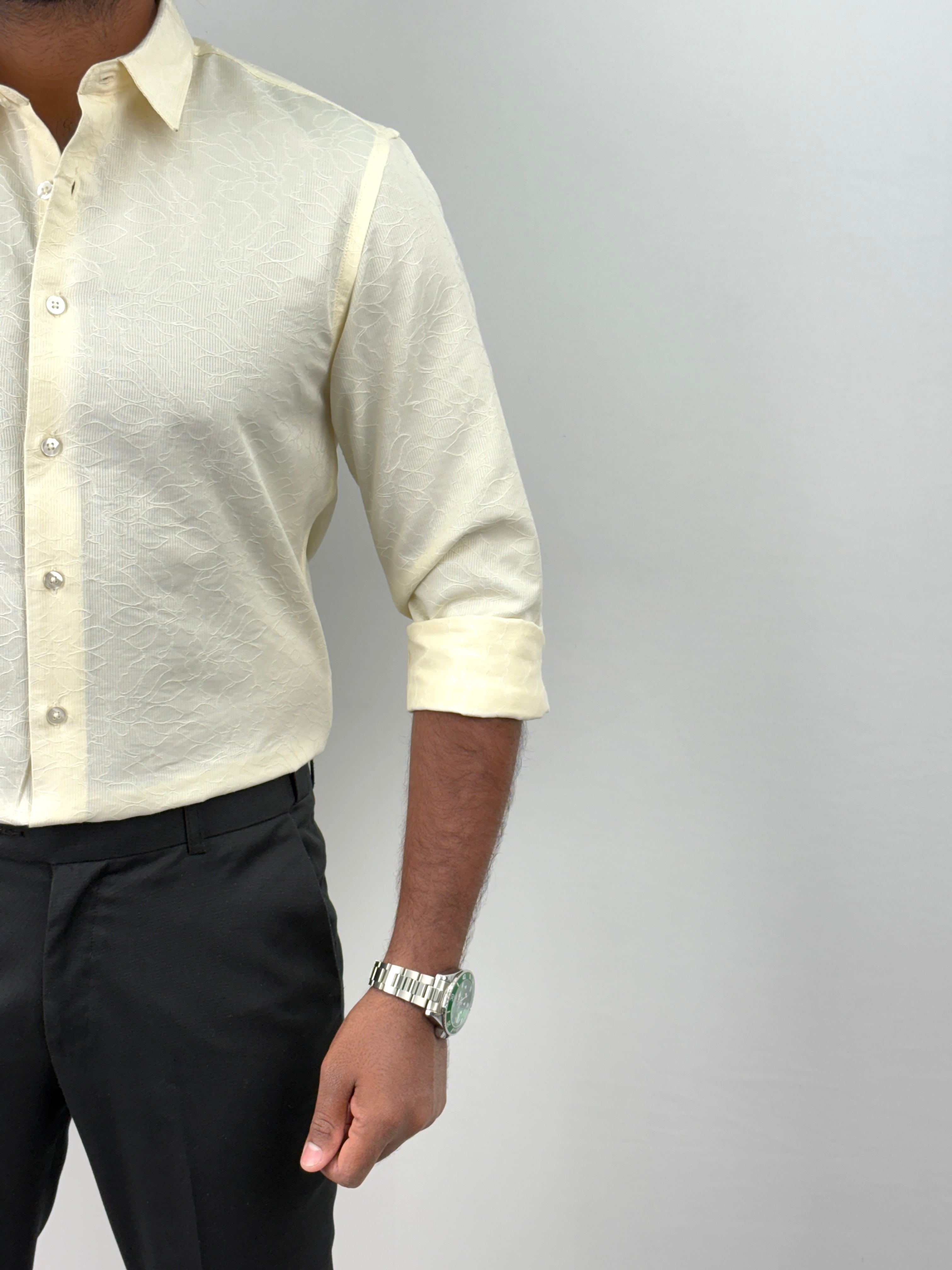 Beige Jacquard Textured Shirts