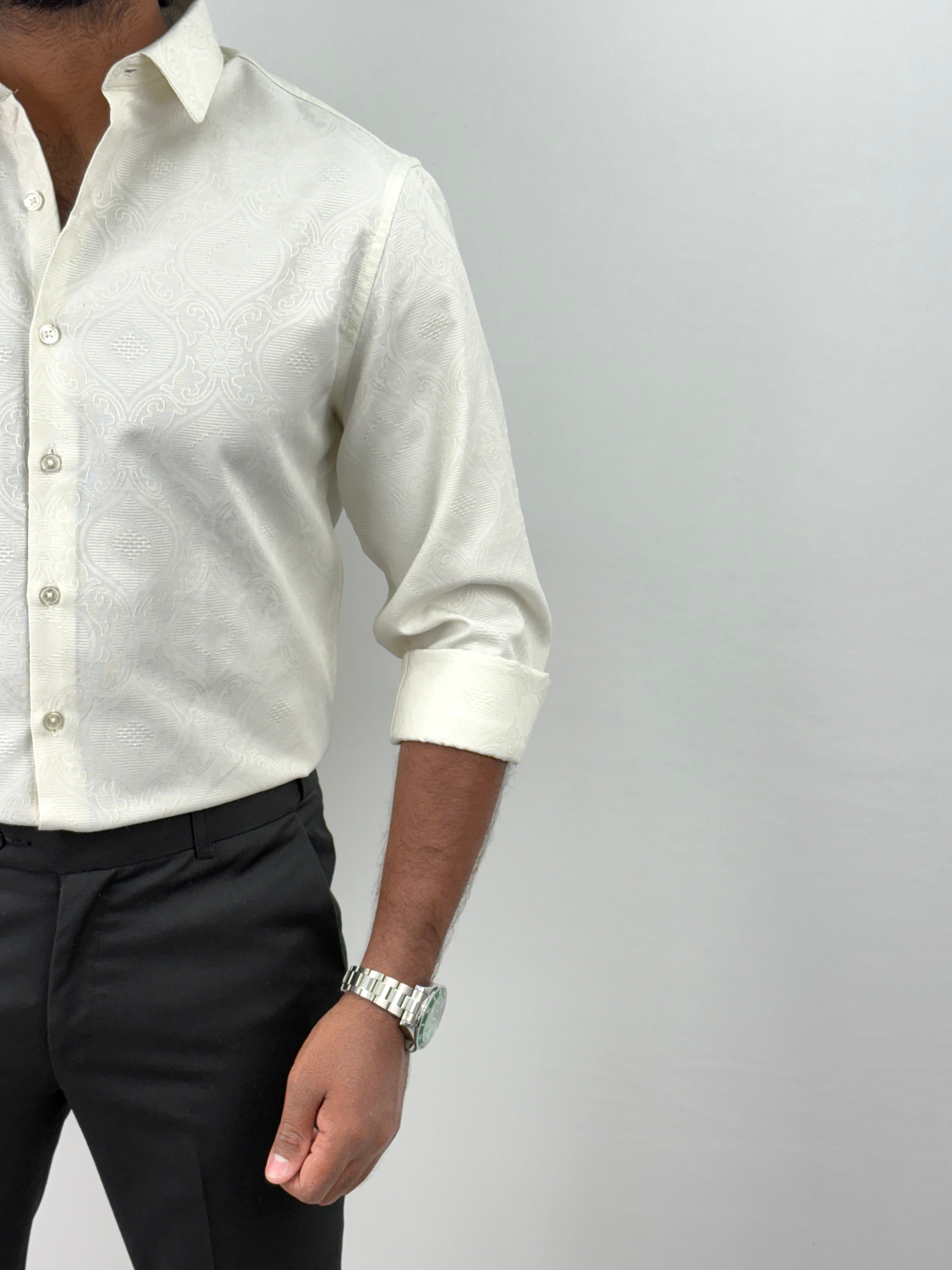 Cream Jacquard Textured Shirt