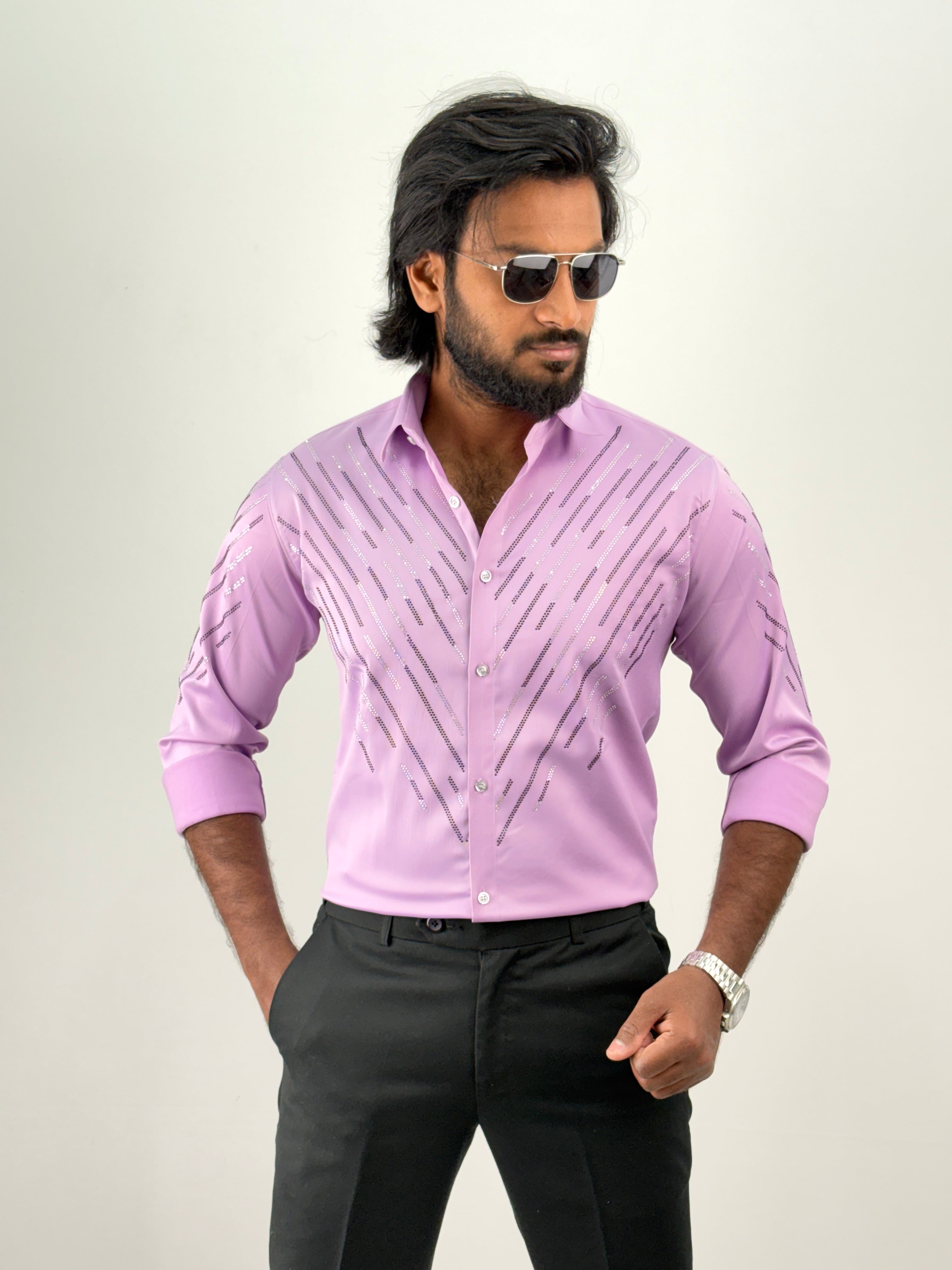 Pink Designer Stone Work Shirt 7