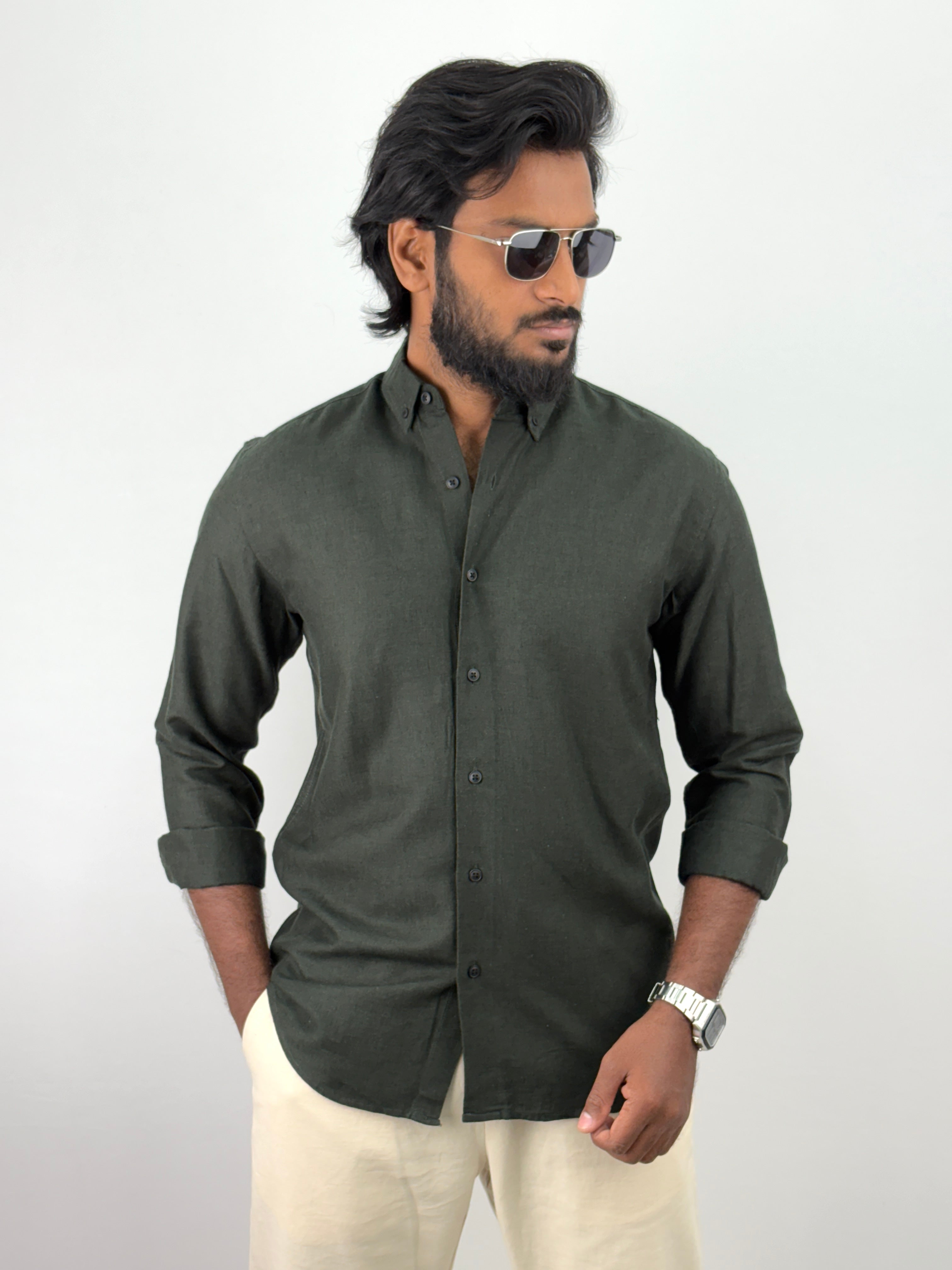 Dark Green Linen Shirts