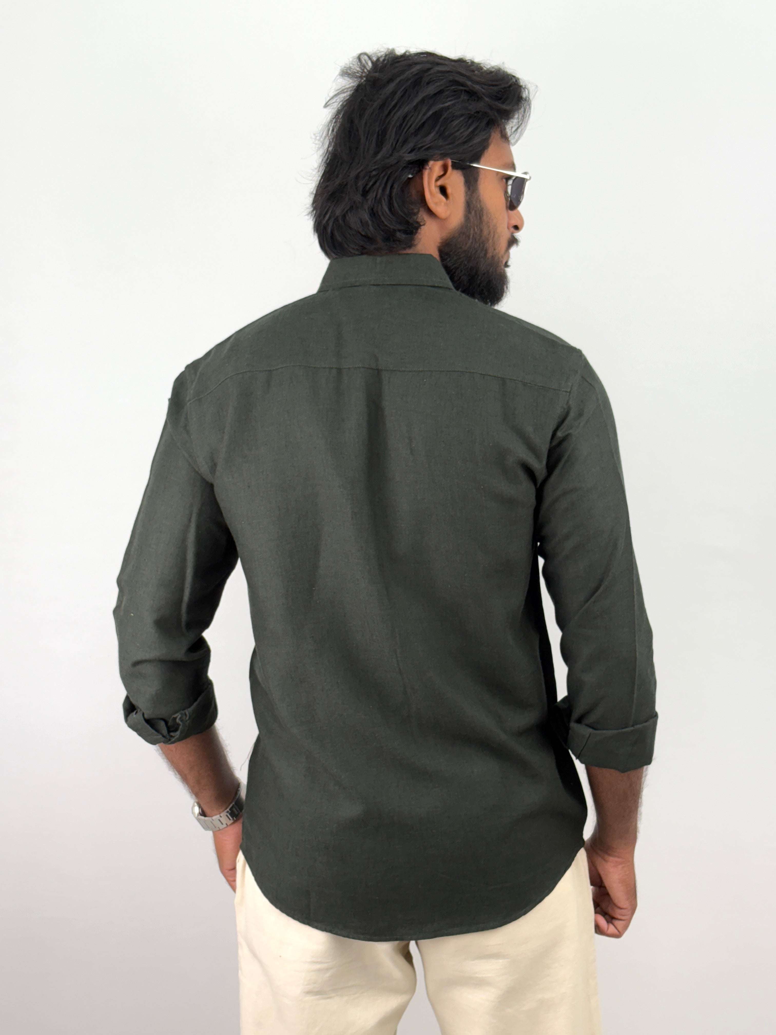 Dark Green Linen Shirts