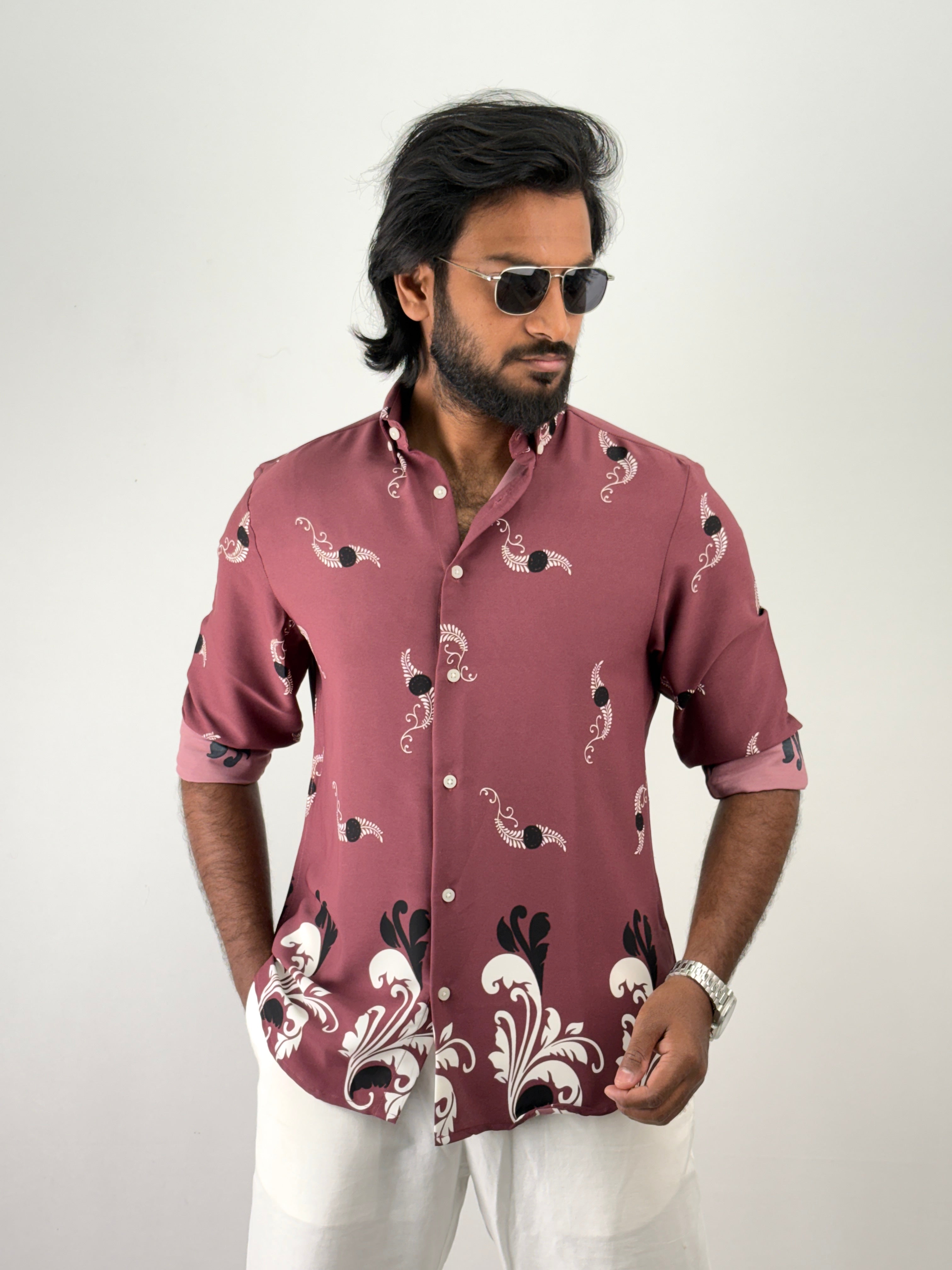 Mauve Viscose Printed Shirt