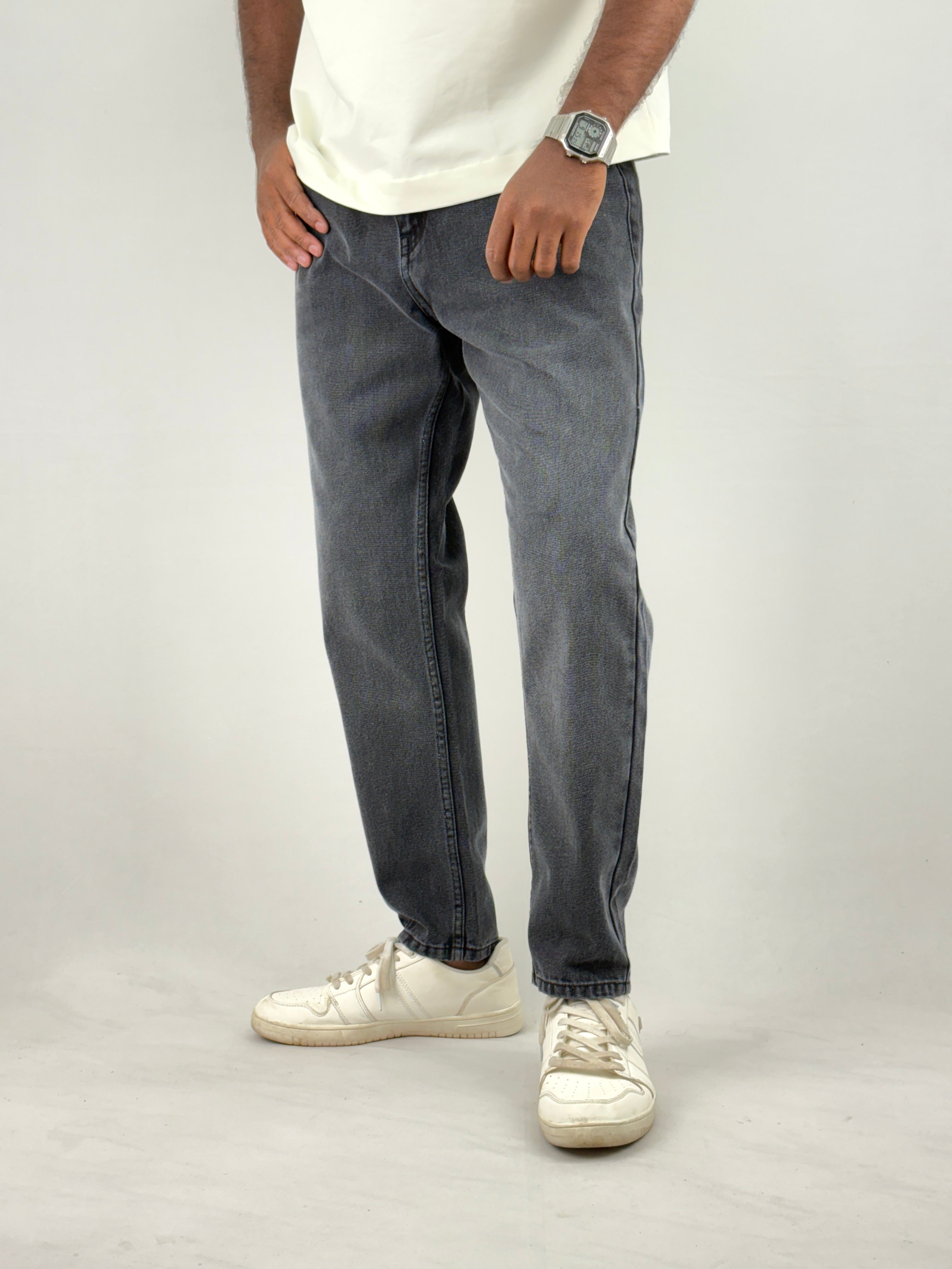 Dark Grey Semi Baggy Jeans