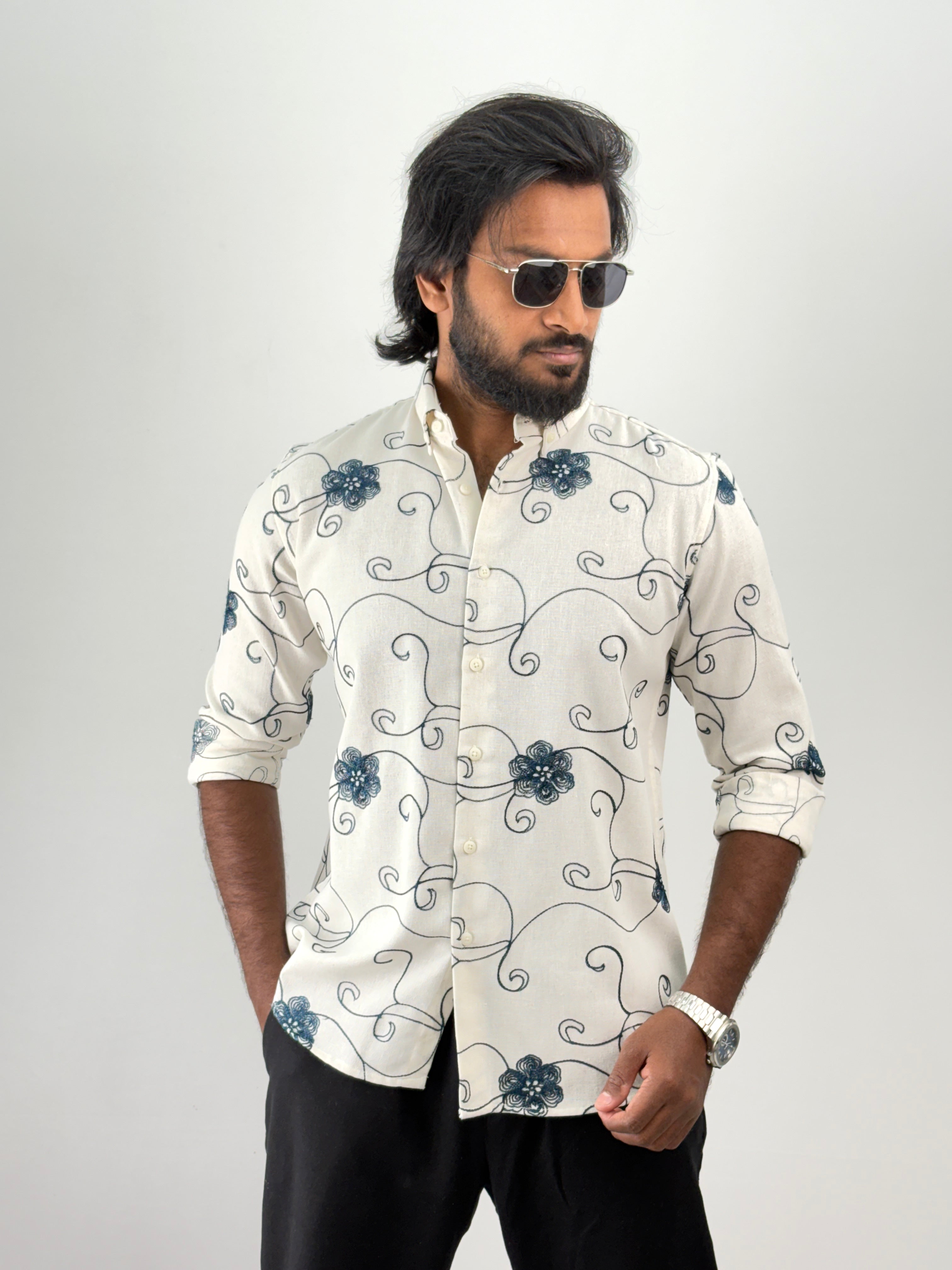 Blue Embroidery Shirt