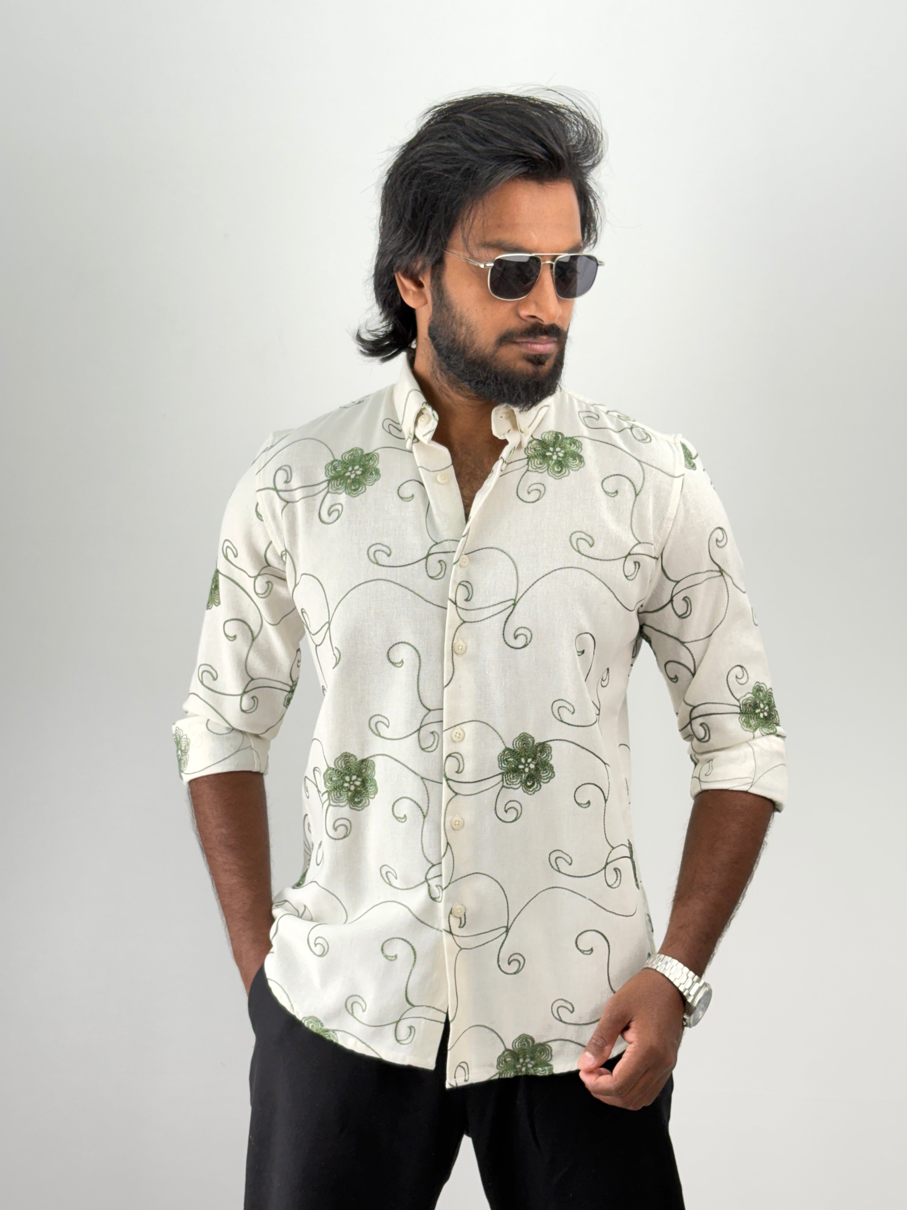 Green Embroidery Shirt
