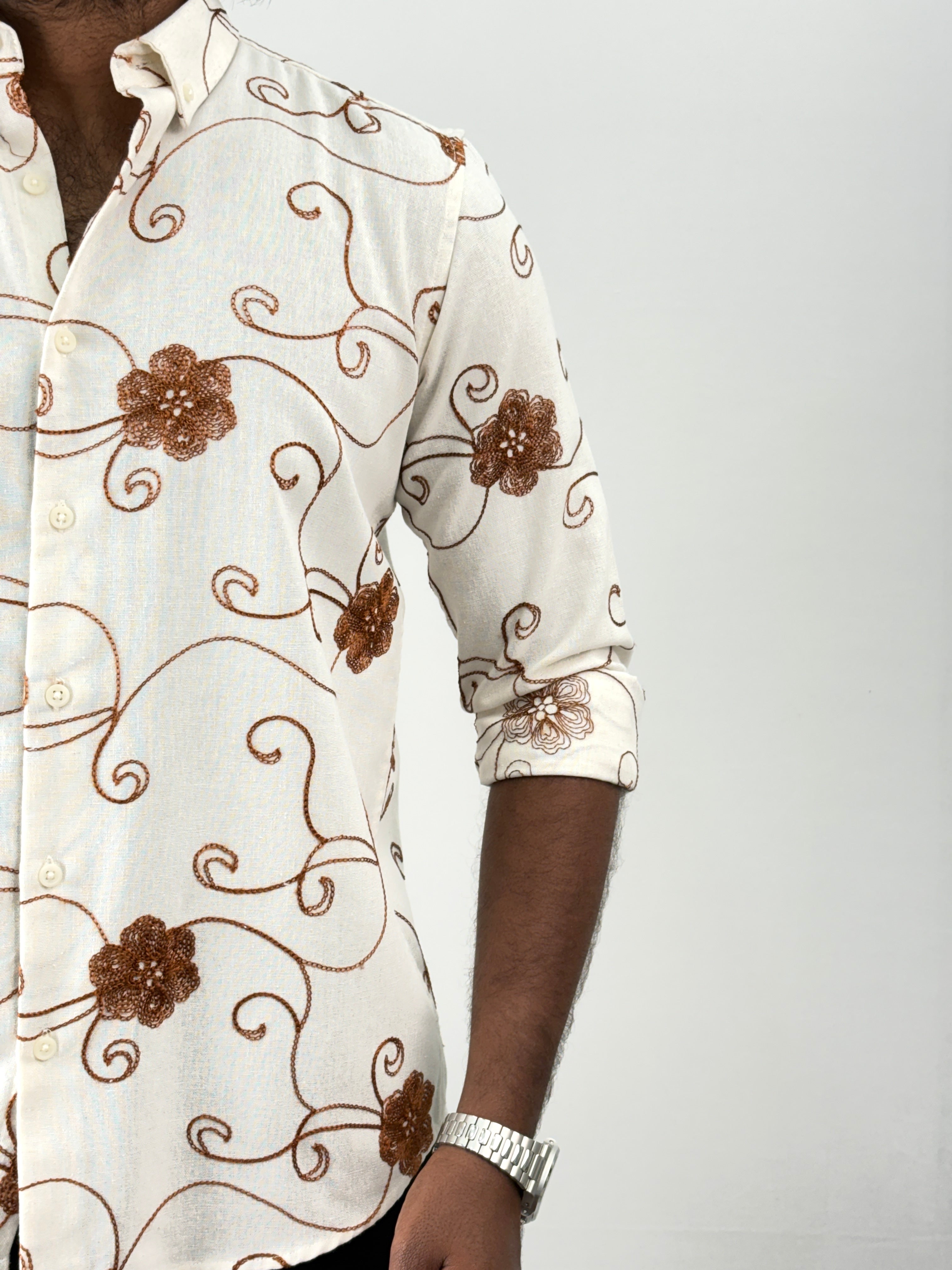 Brown Embroidery Shirt