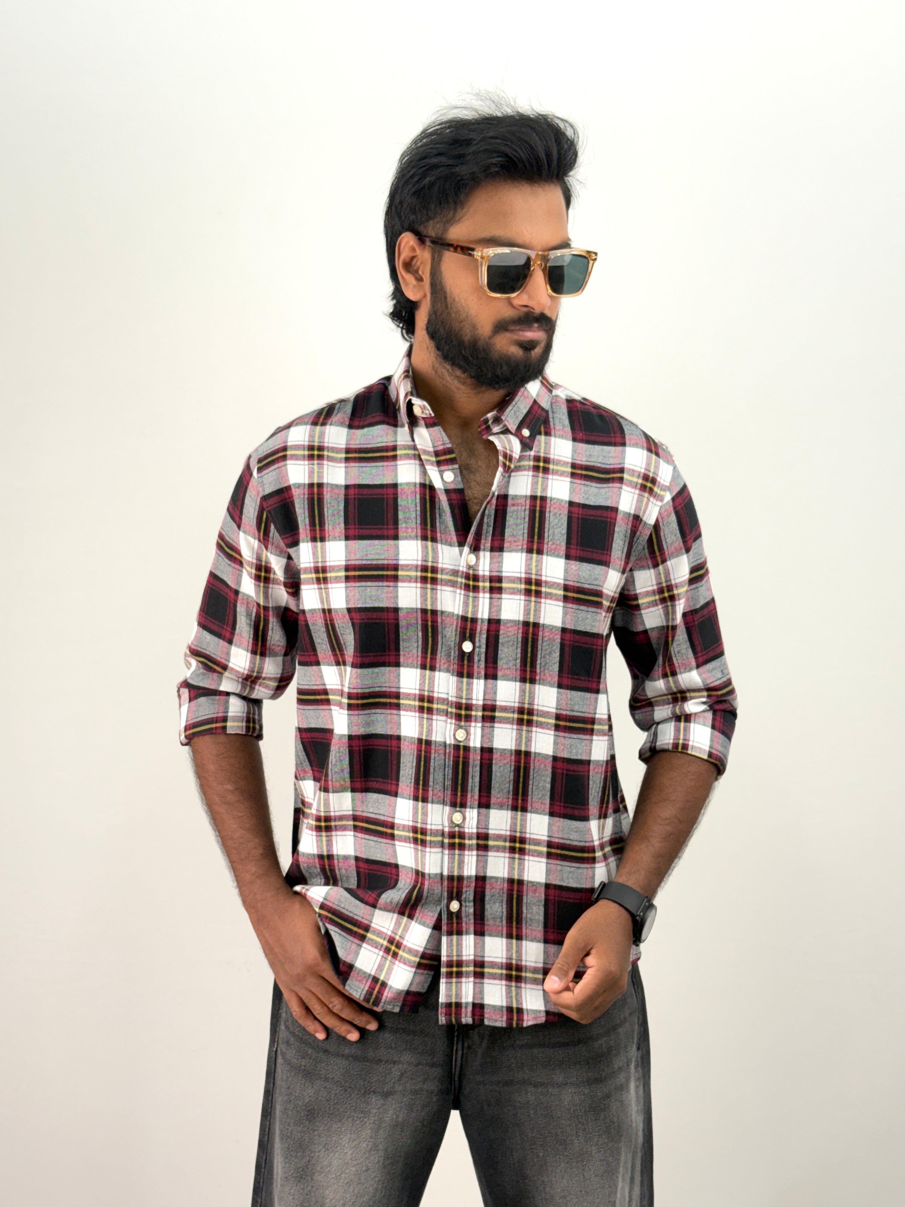 White Red Flannel Shirt