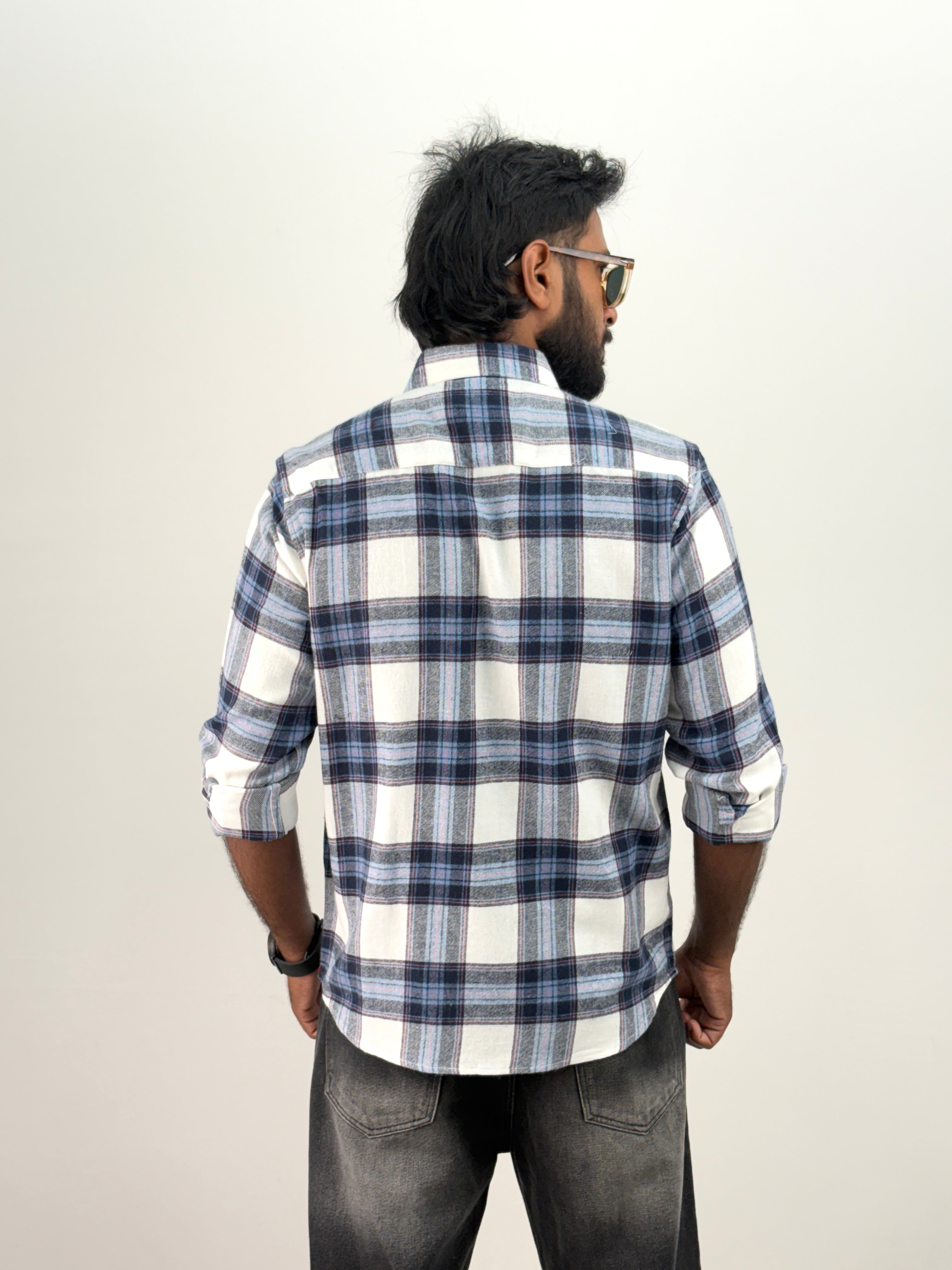 White Blue Flannel Shirt