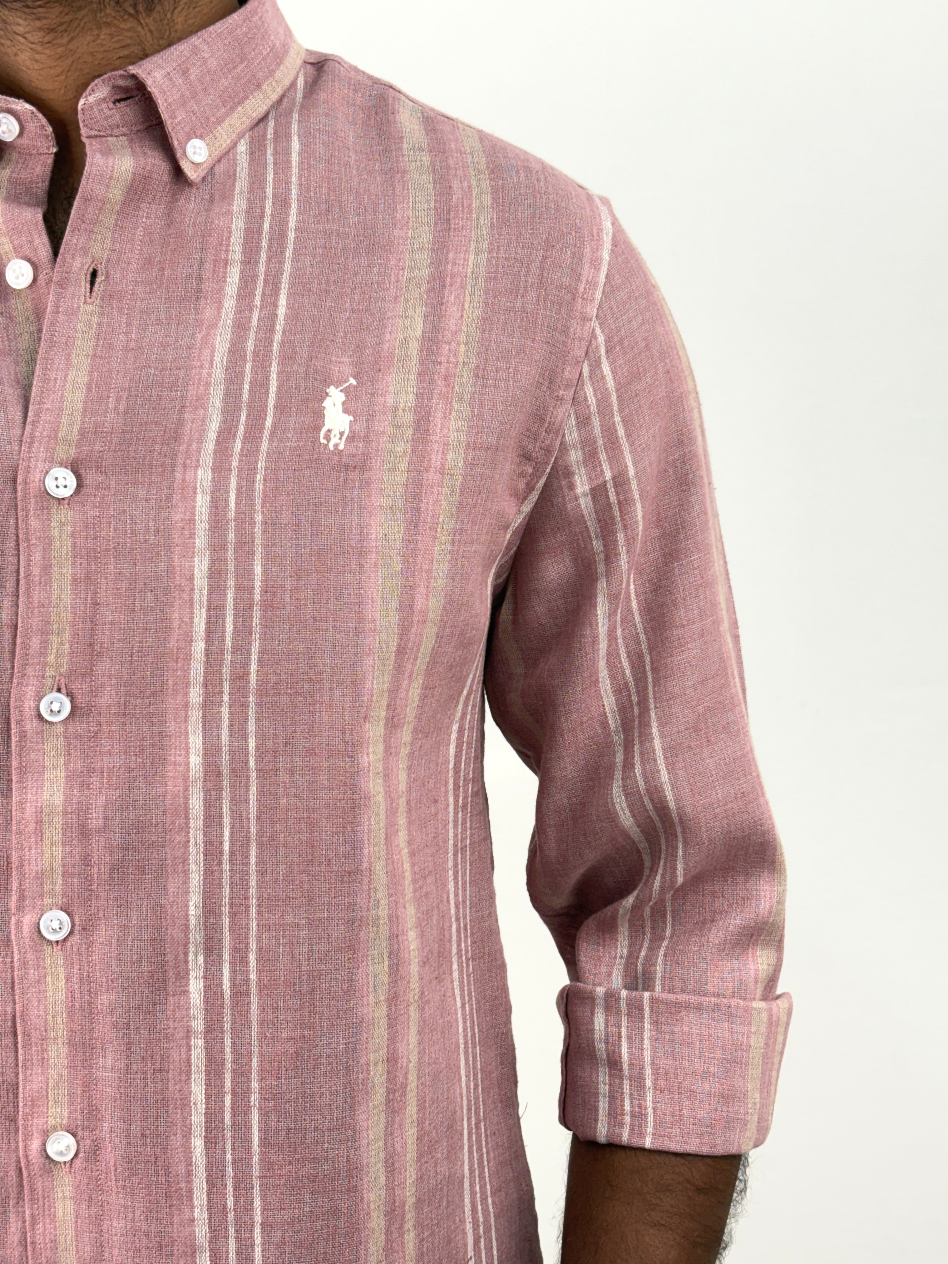 Pink Linen Stripe Shirt