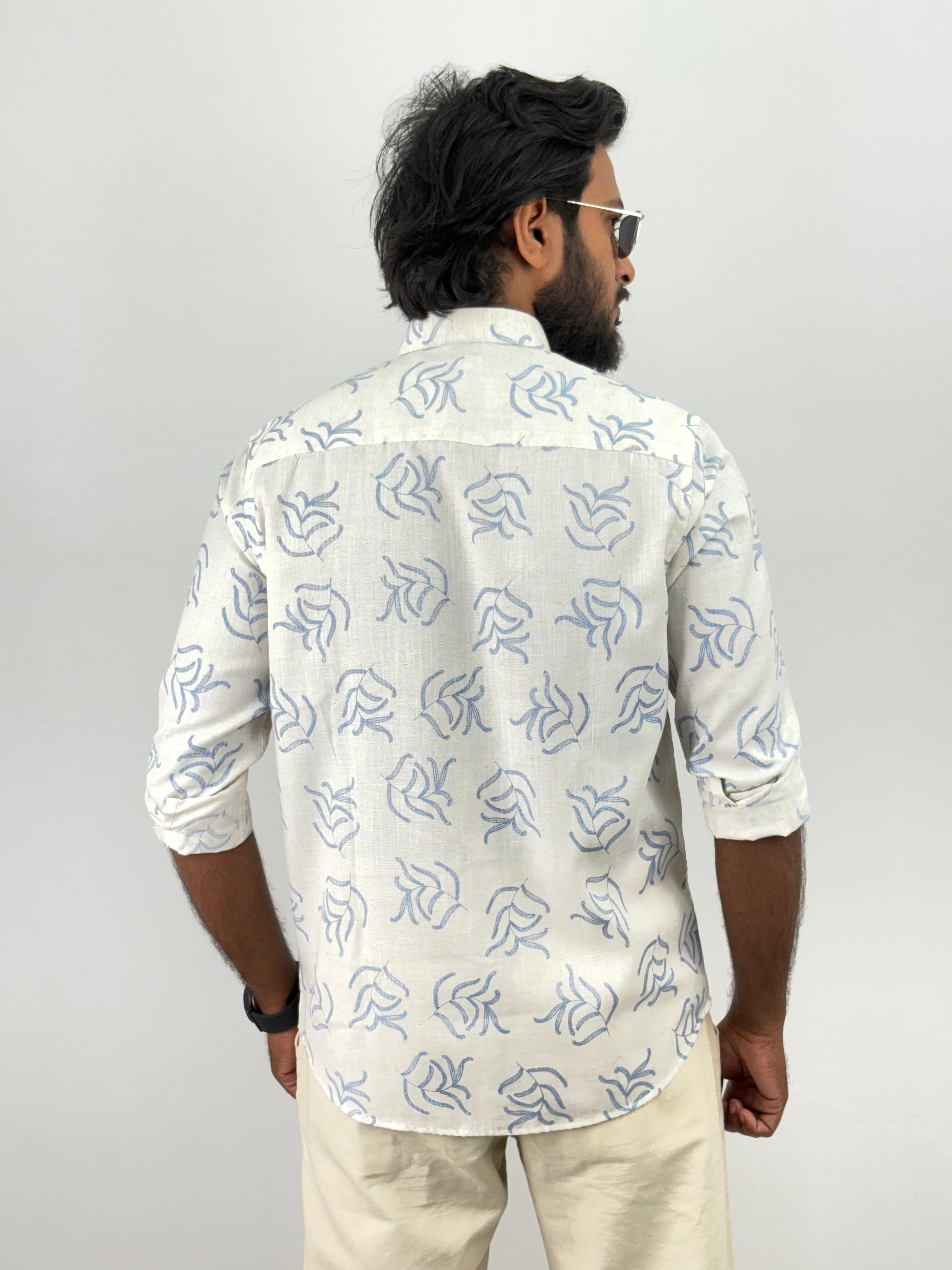 Blue Linen Printed Shirts