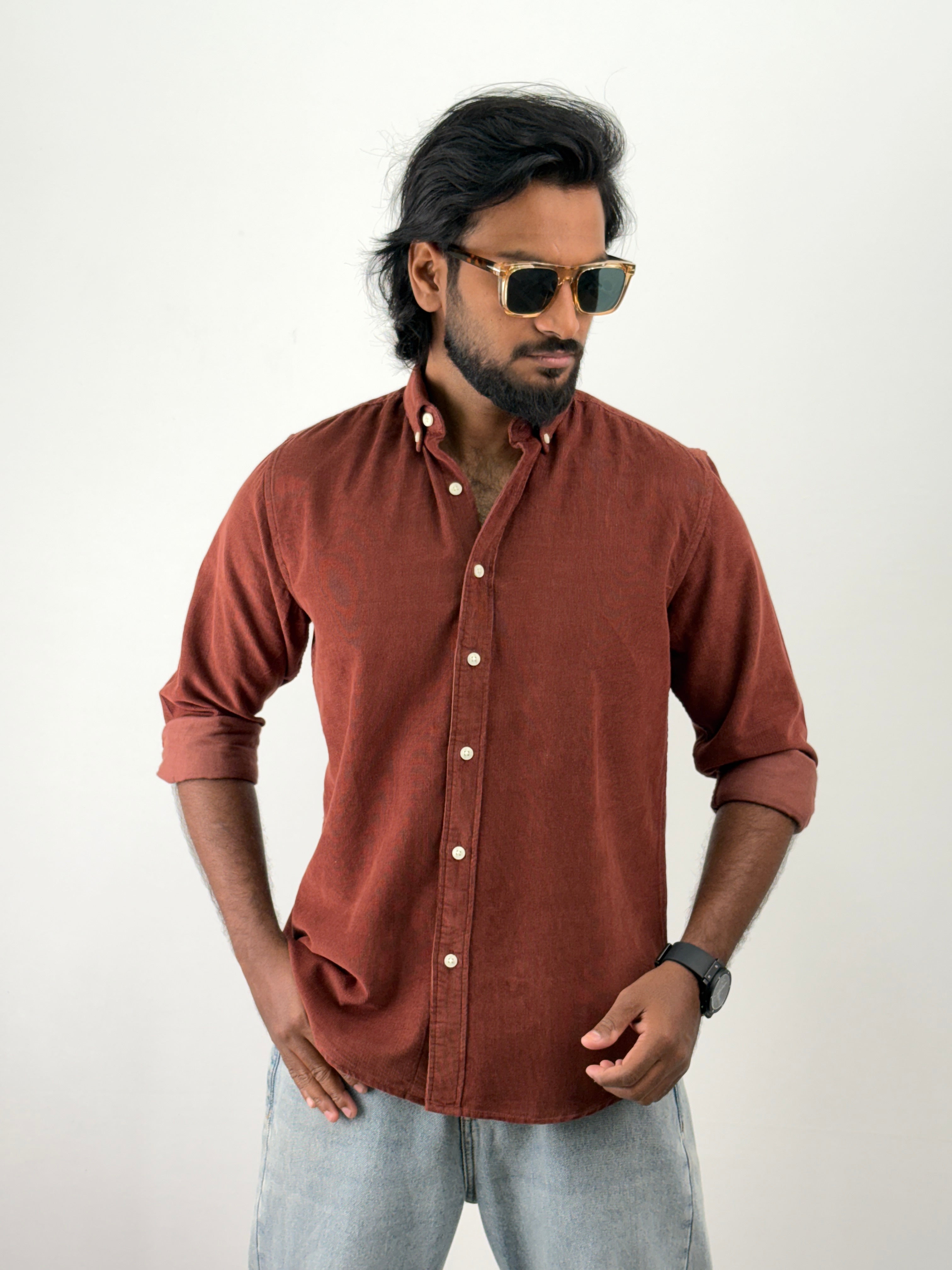 Brick Red Corduroy Shirt 1