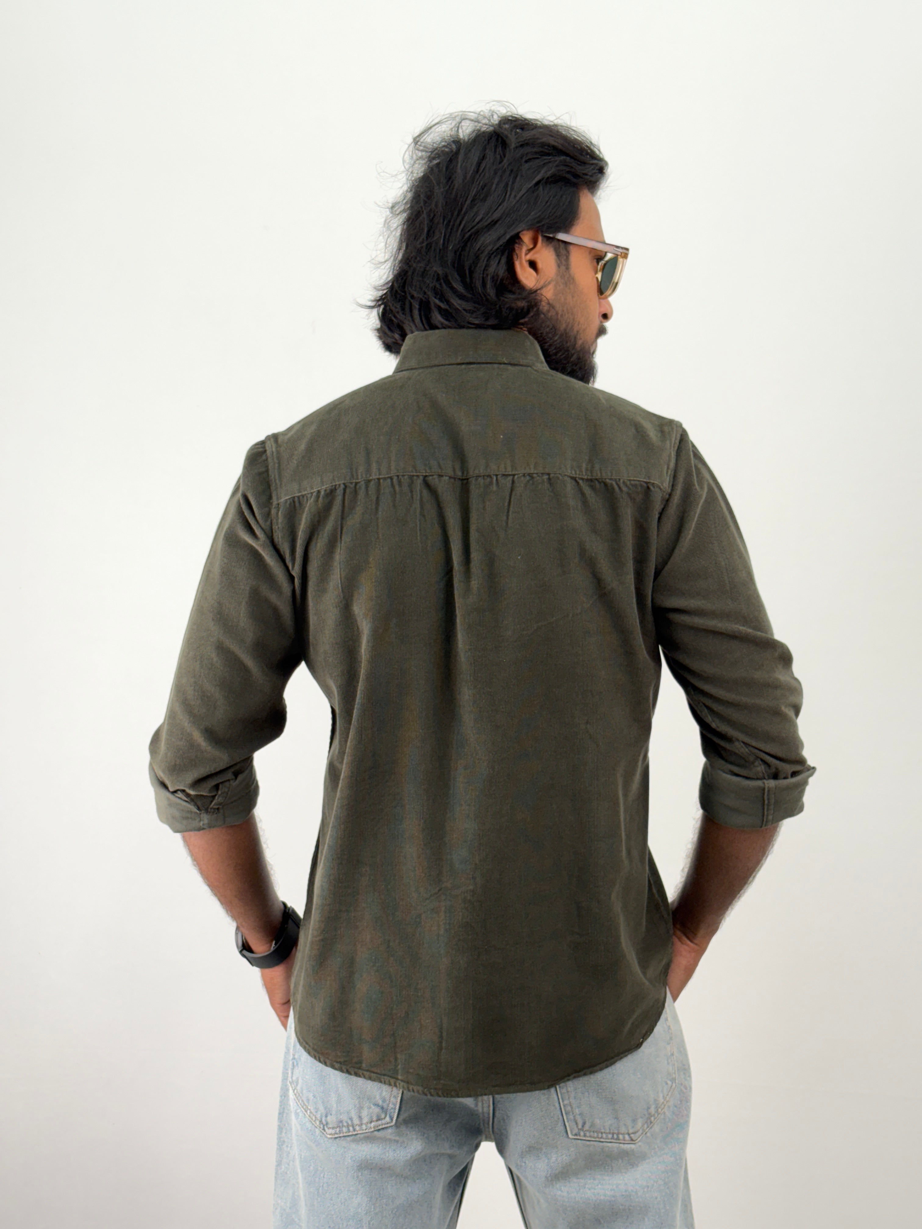 Dark Green Corduroy Shirt 1