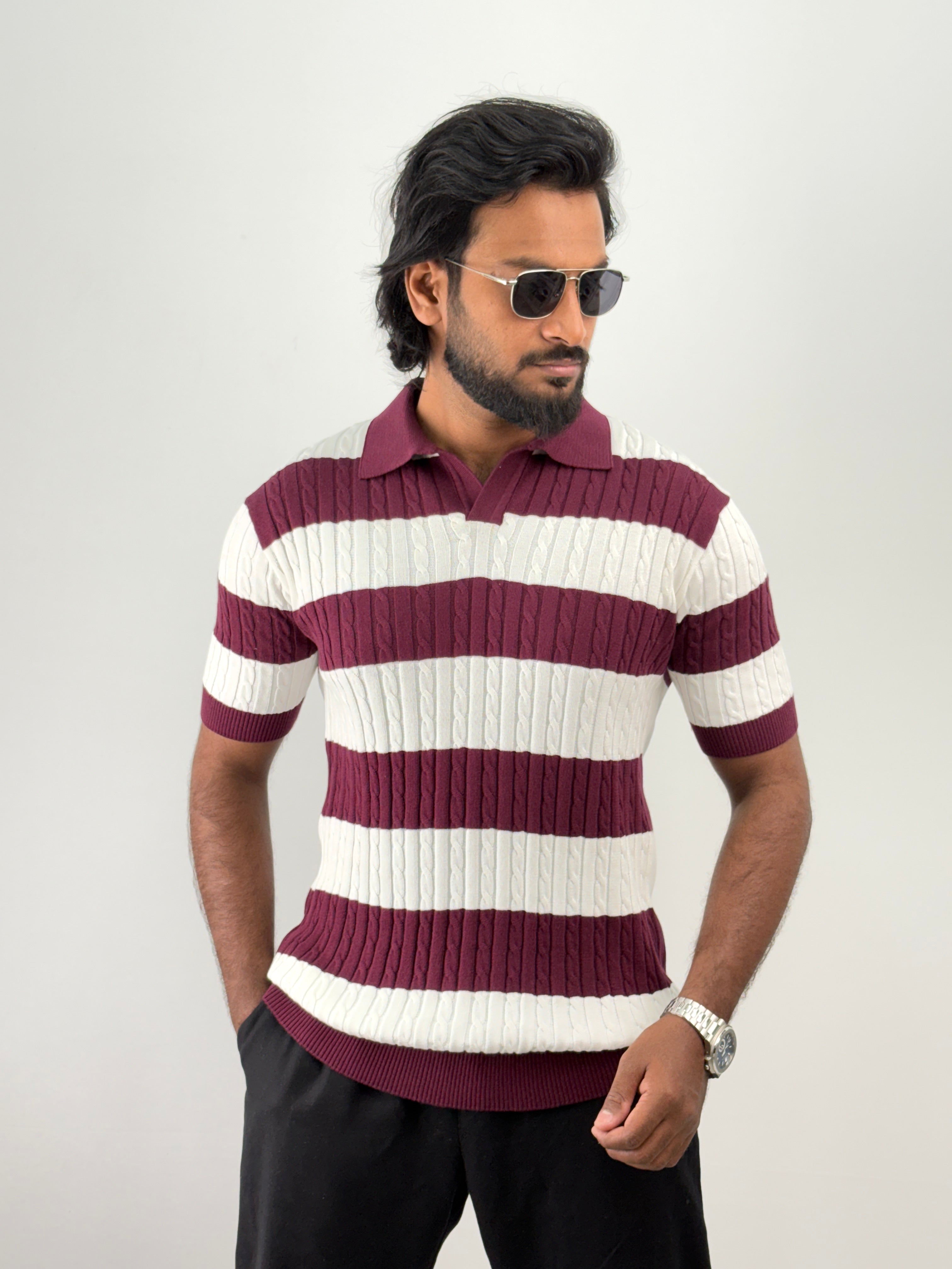 White Maroon Polo T-Shirt
