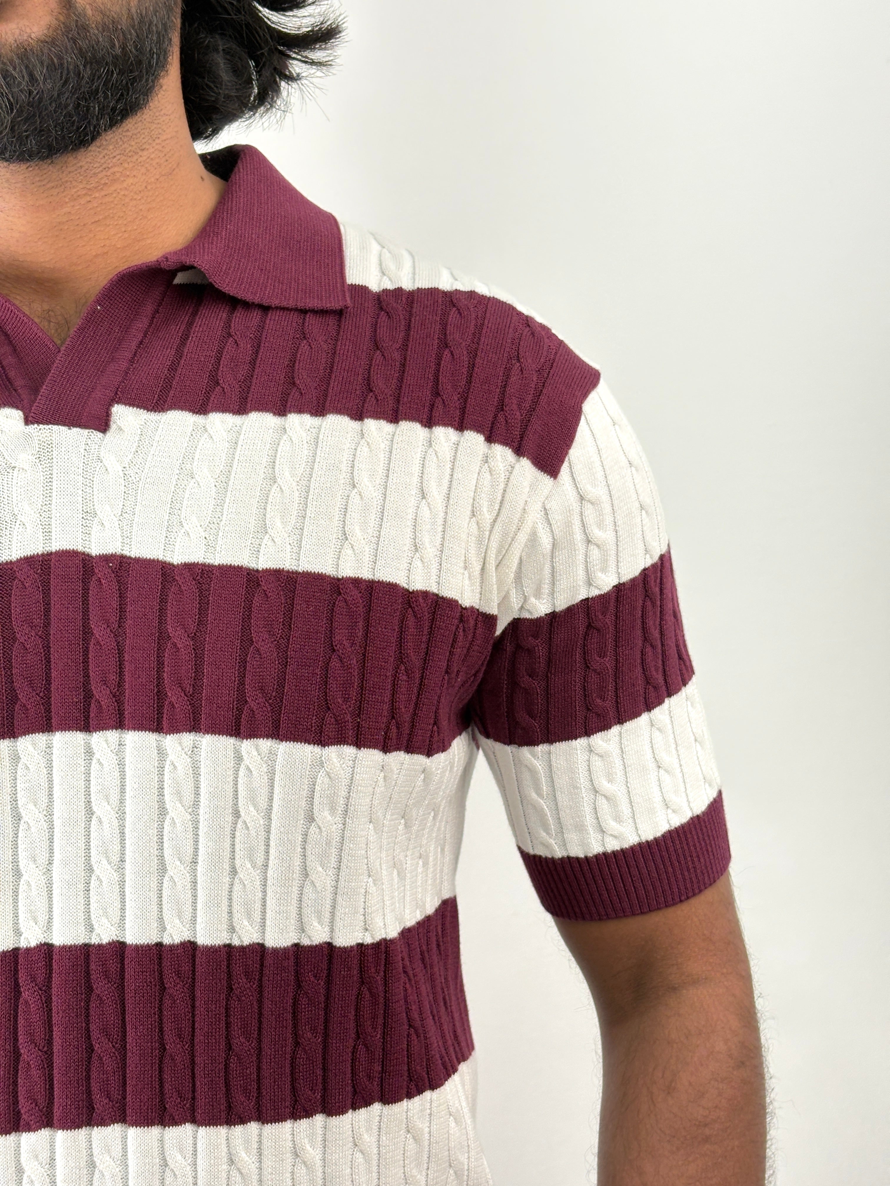 White Maroon Polo T-Shirt