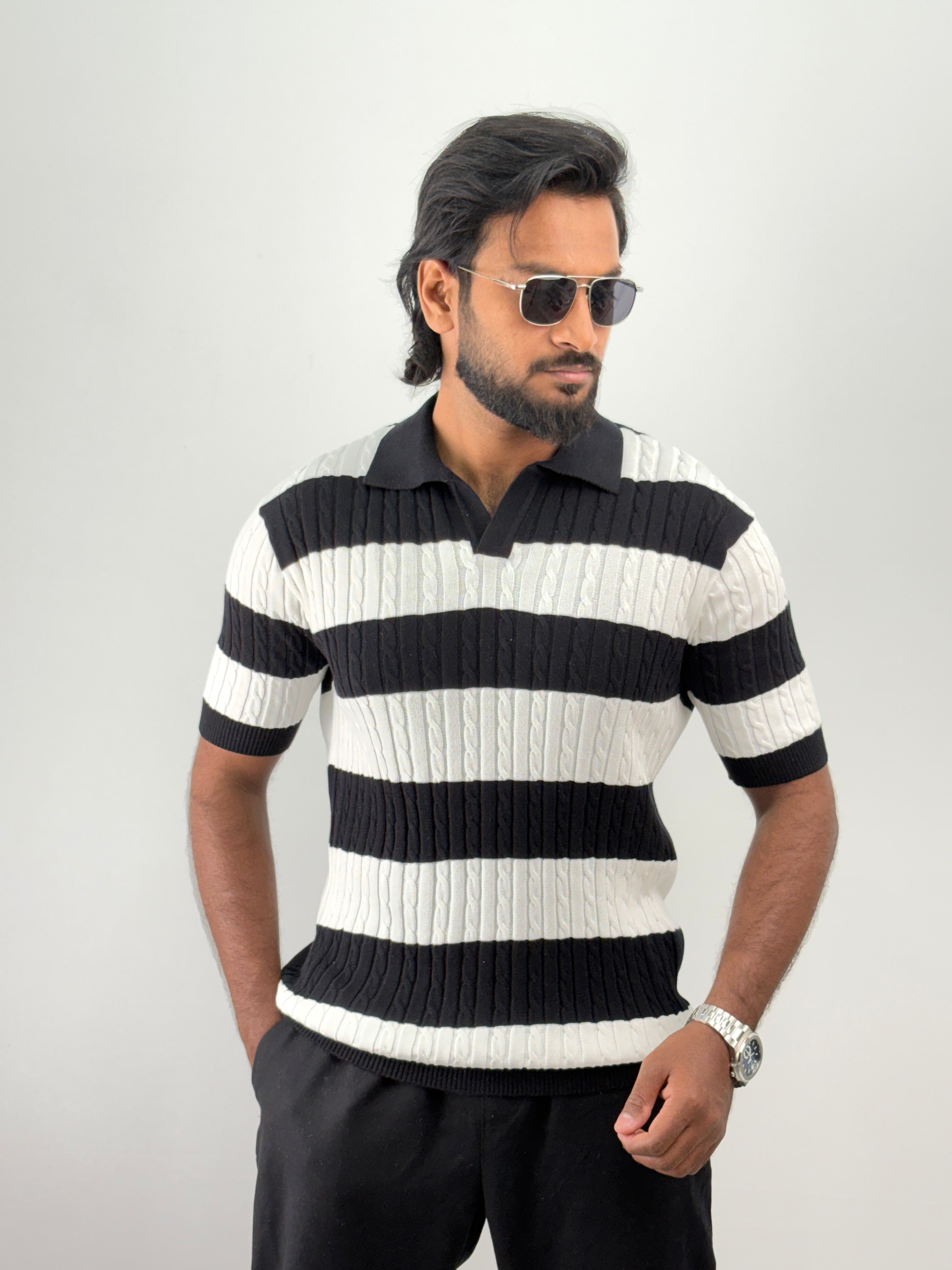 White Black Polo T-Shirt