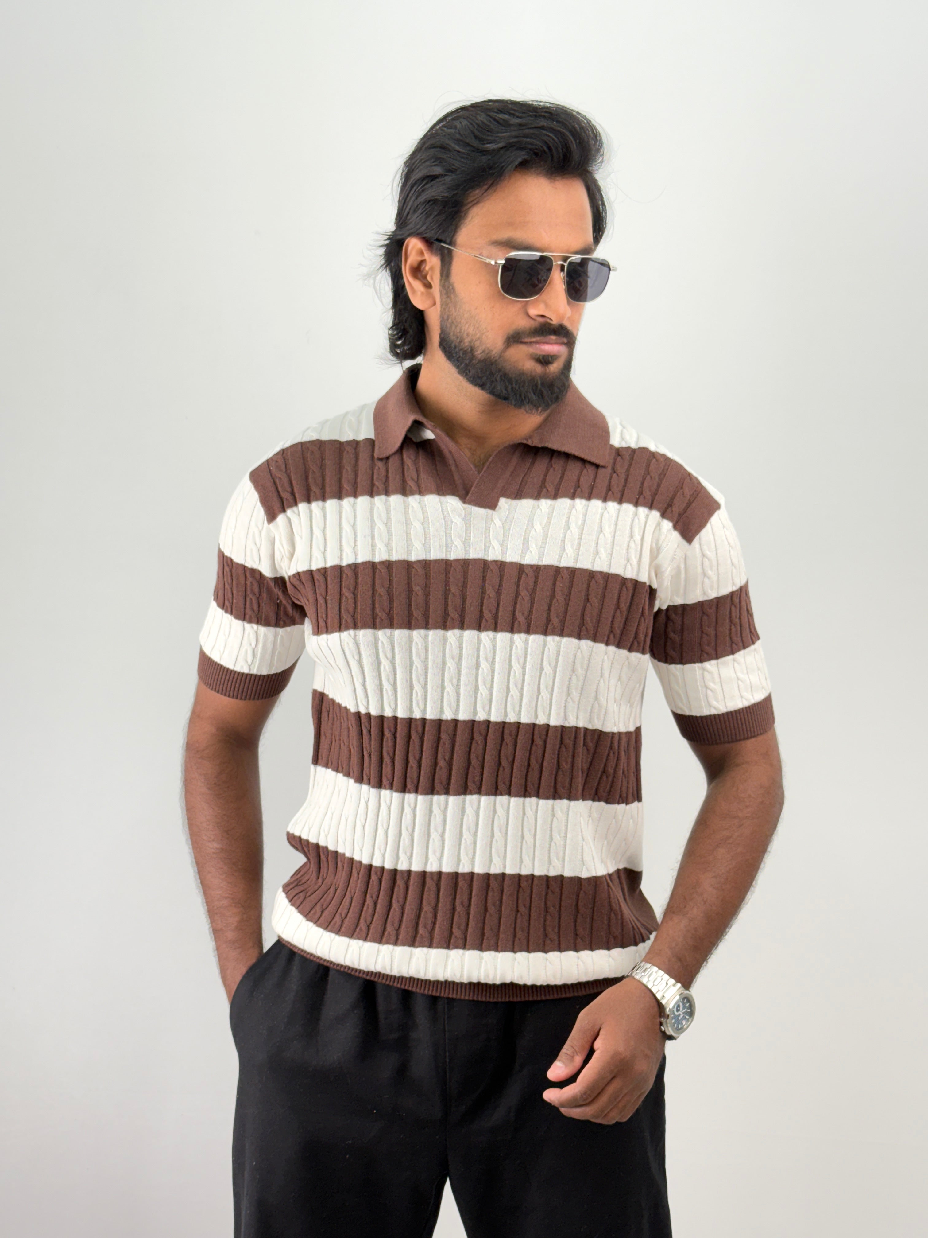 White Brown Polo T-Shirt