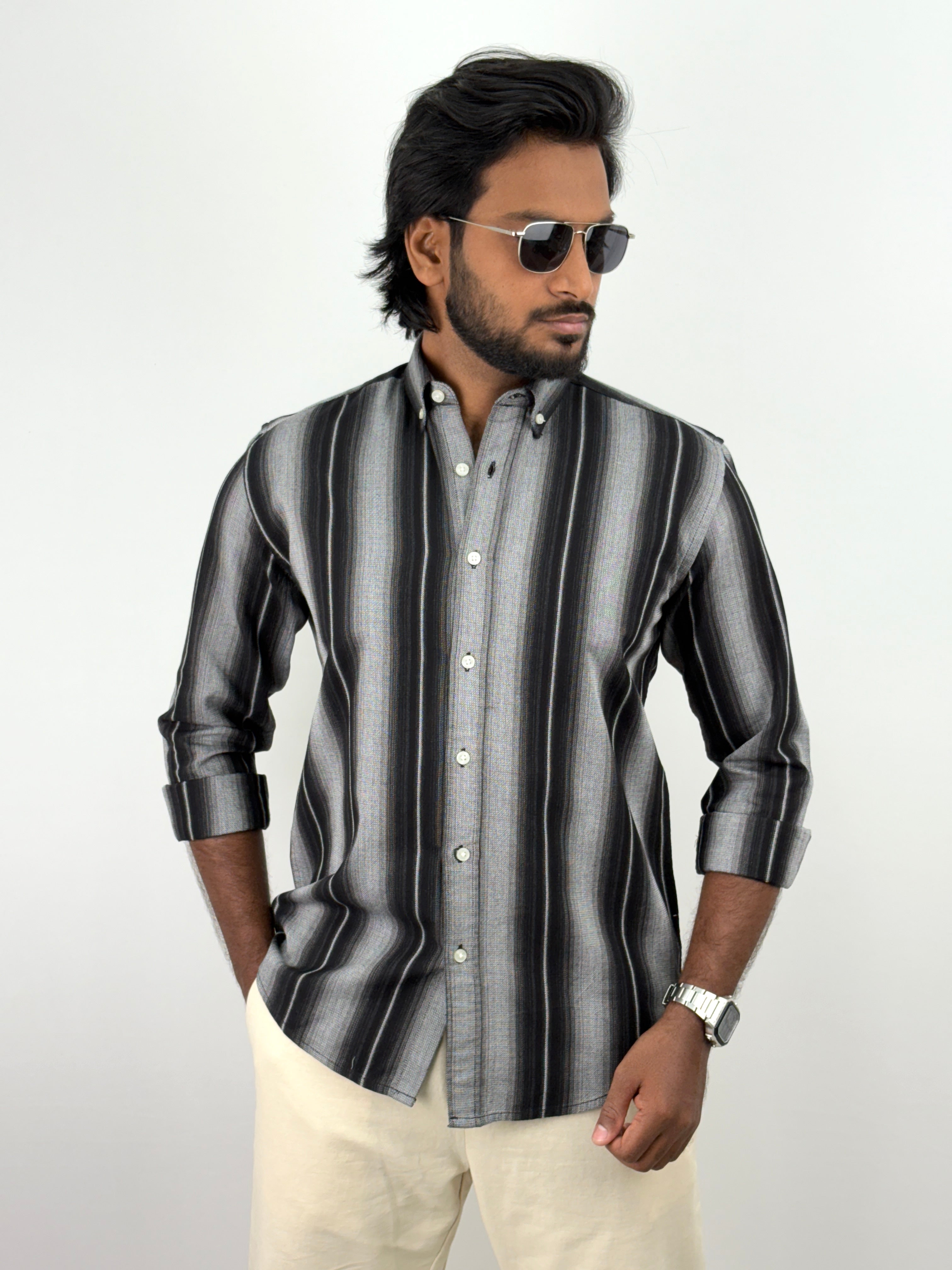 Black Grey Stripe Shirt