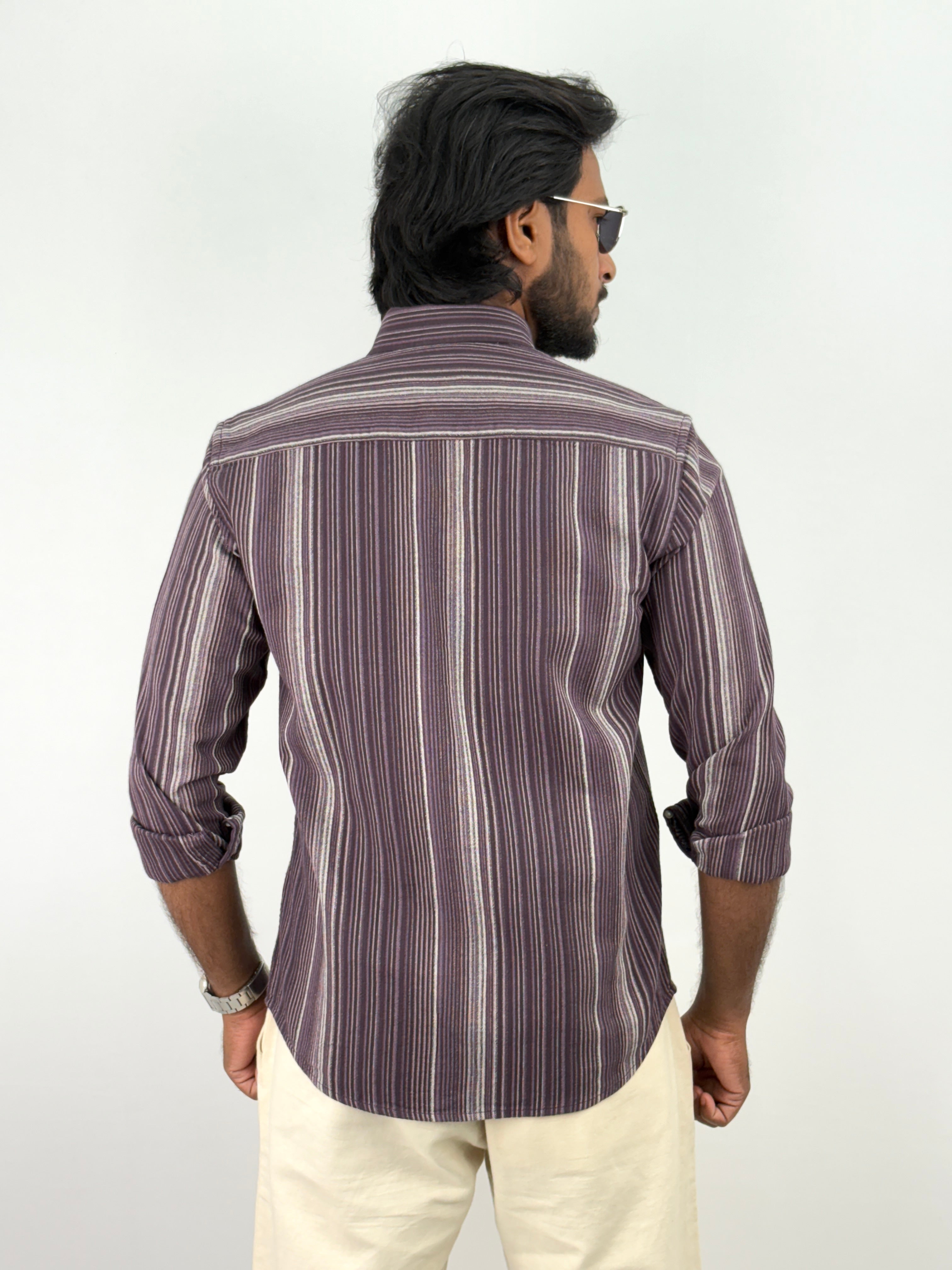 Purple Beige Stripe Shirt