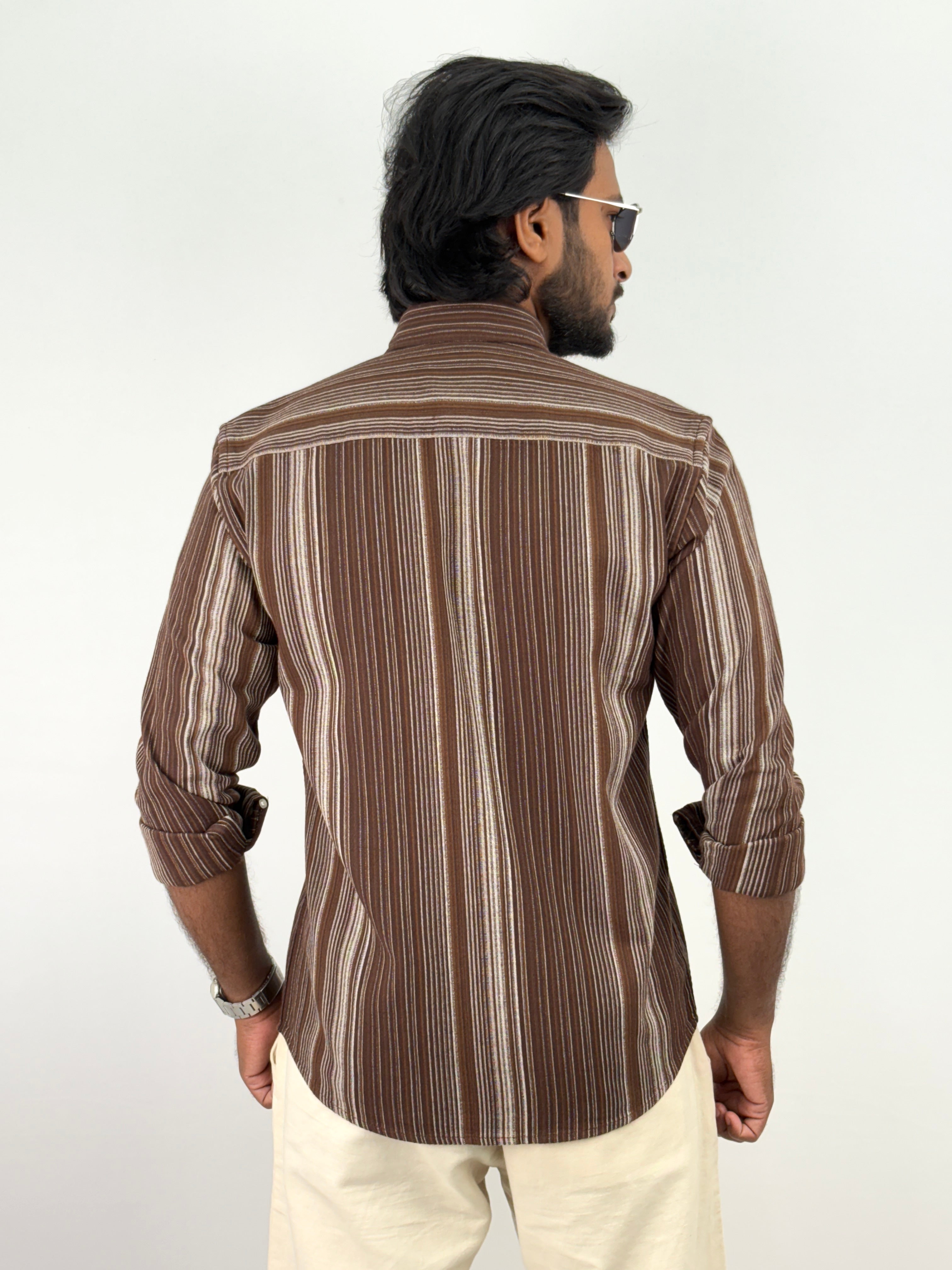Brown Beige Stripe Shirt