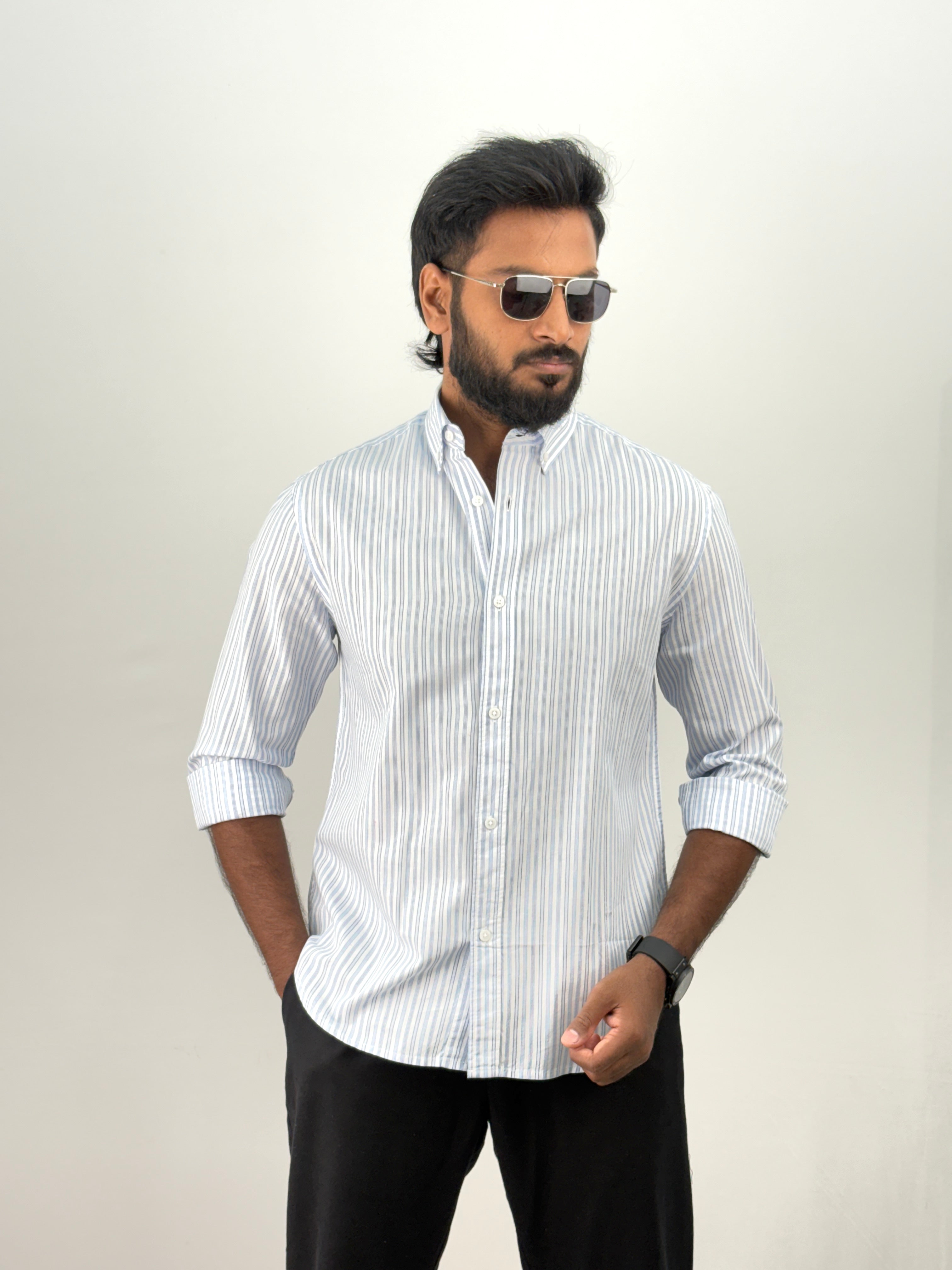 White Blue Stripe Shirt