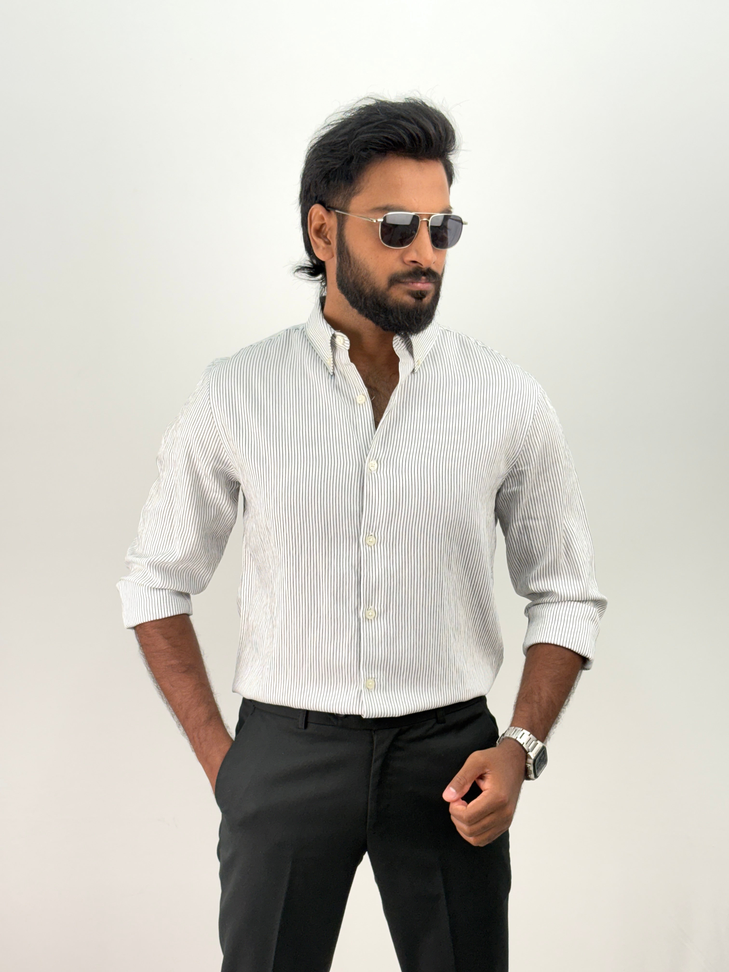 White 1 Stripe Shirt
