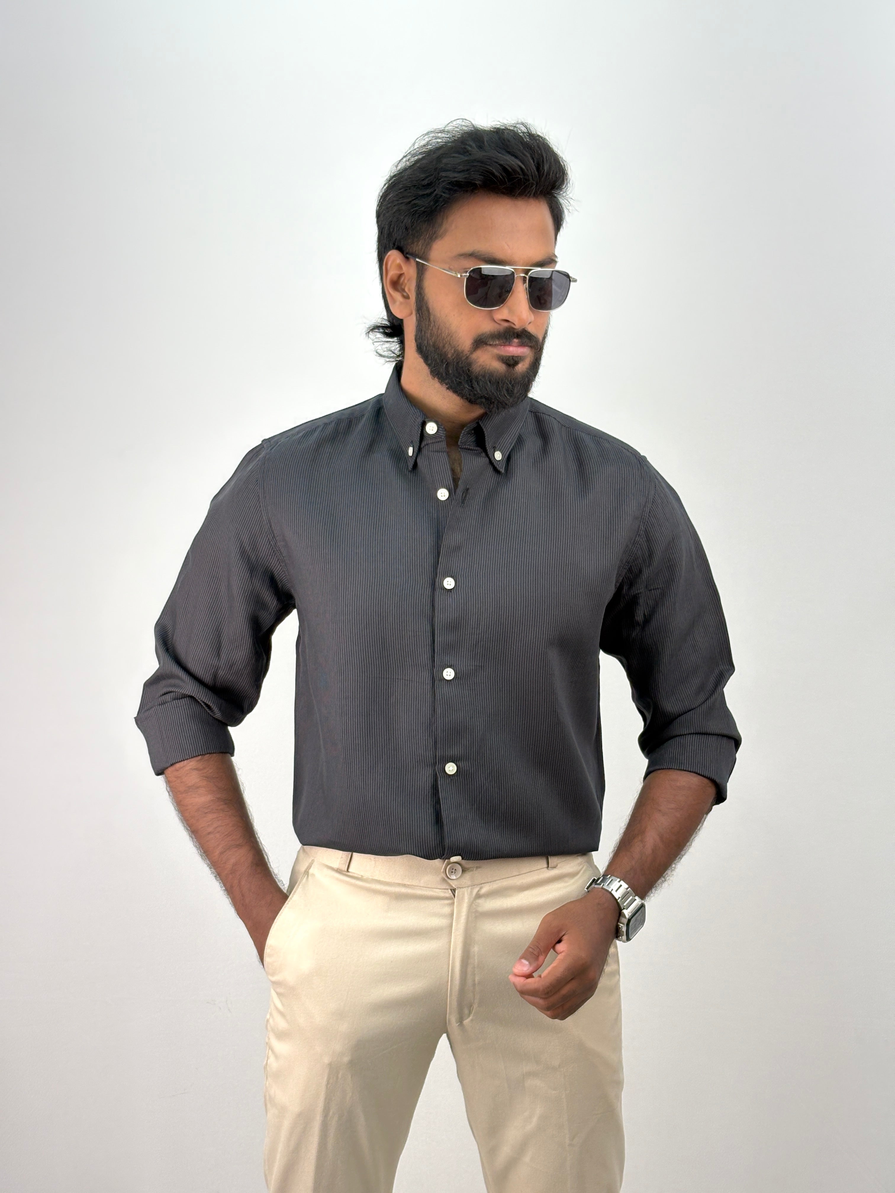 Dark Grey Stripe Shirt
