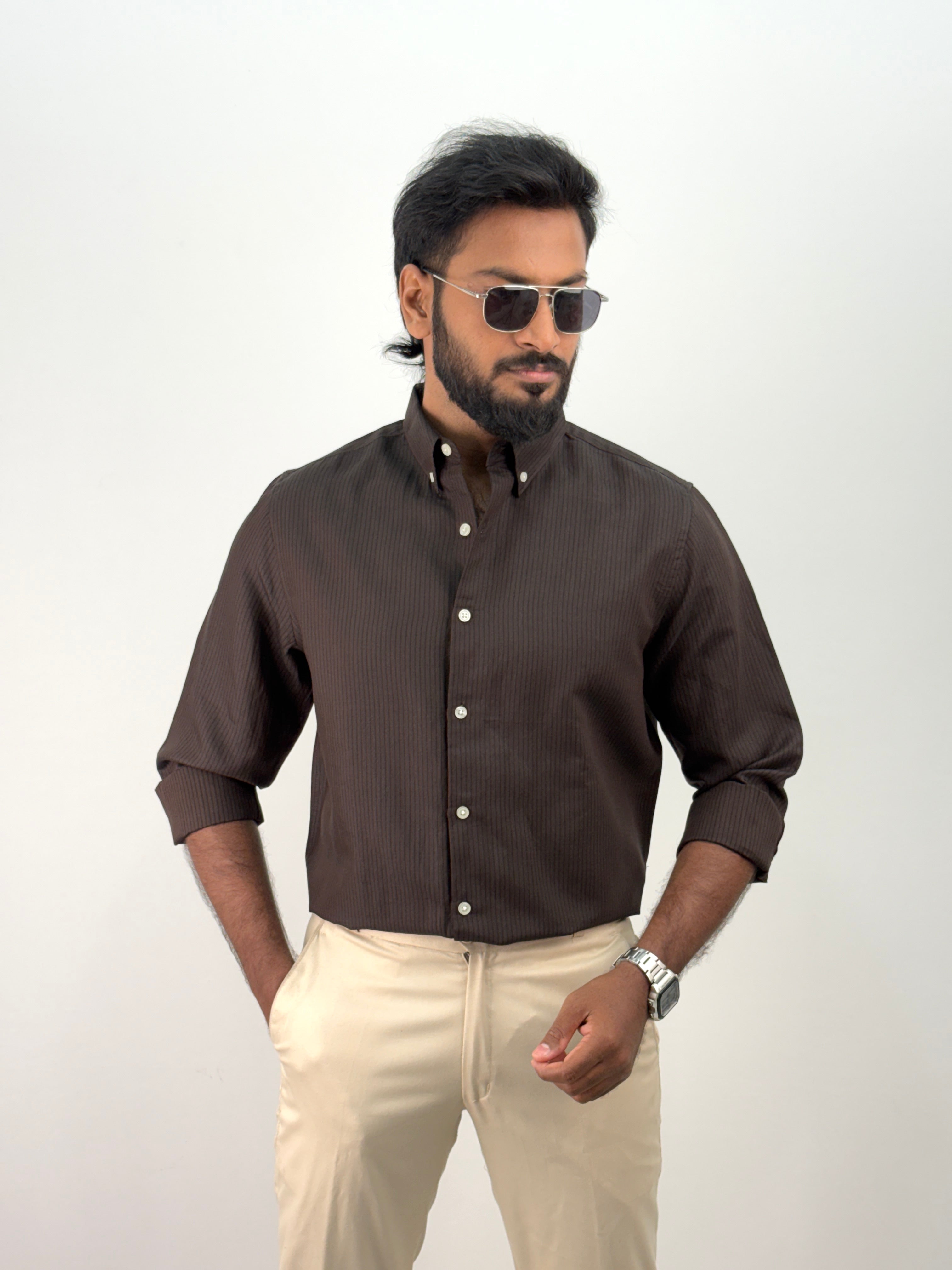 Dark Brown Stripe Shirt