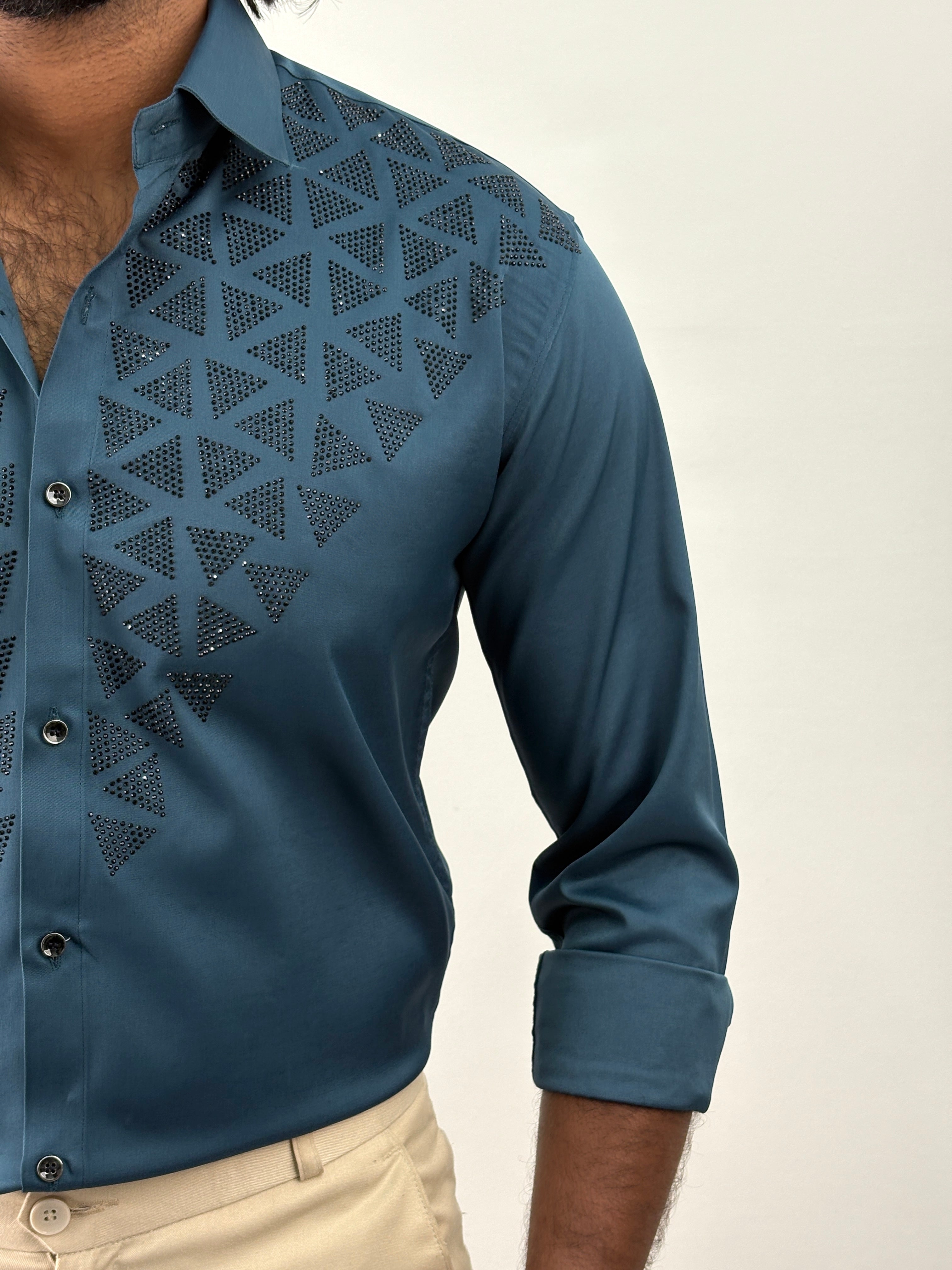 Peacock Designer Stone Work Shirt 8