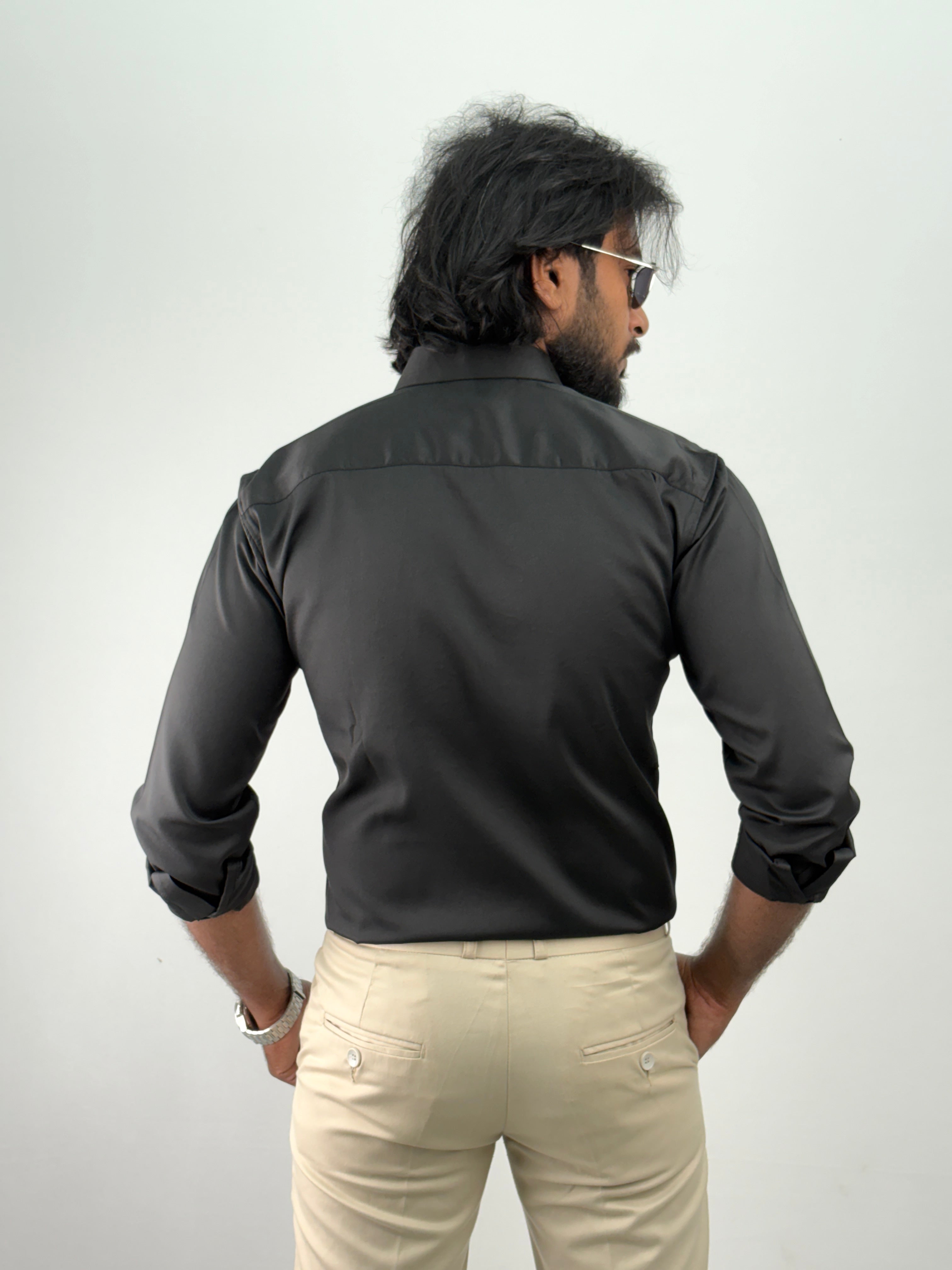 Black Designer Stone Work Shirt 8