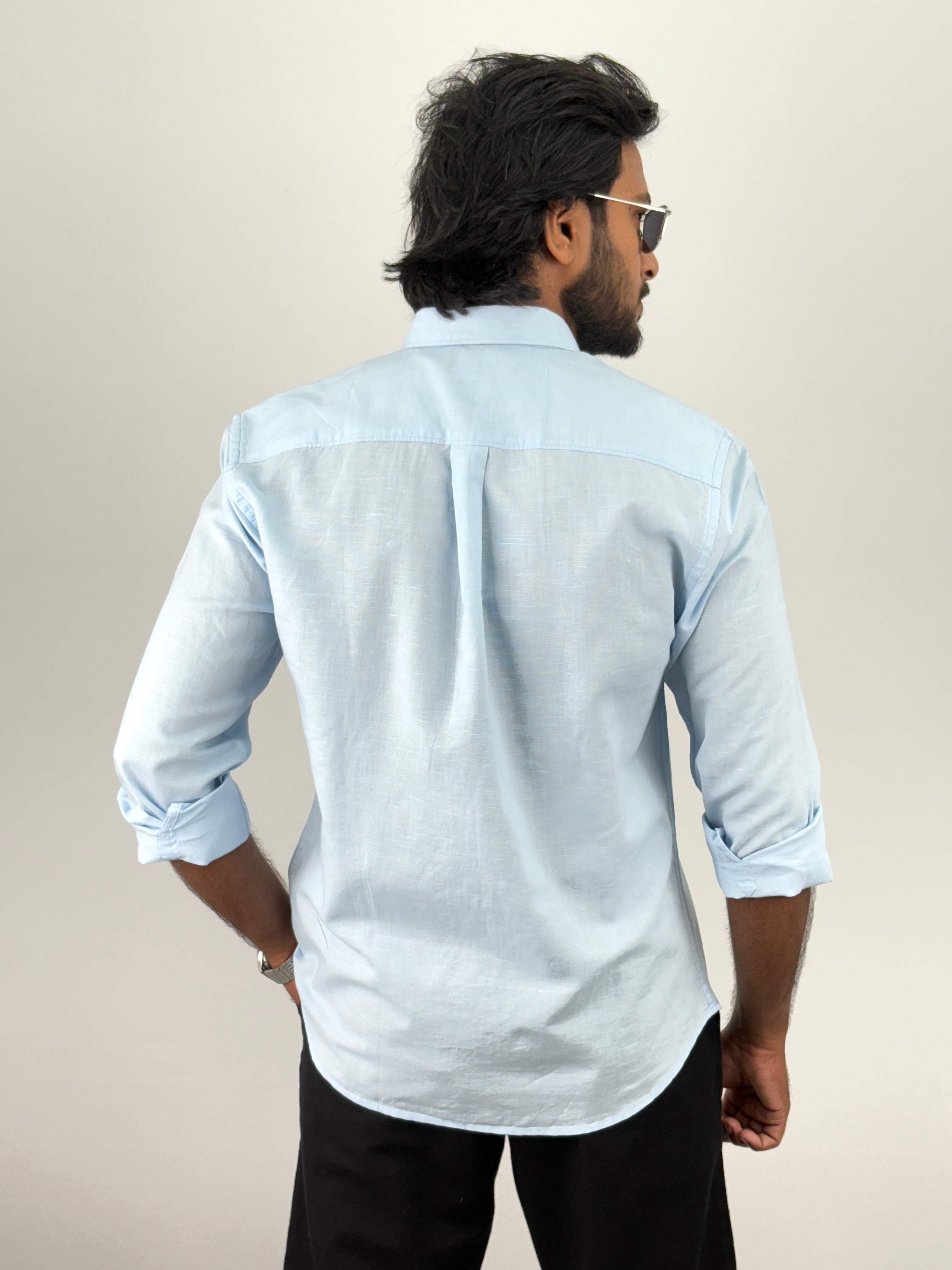 Powder Blue Linen Shirt