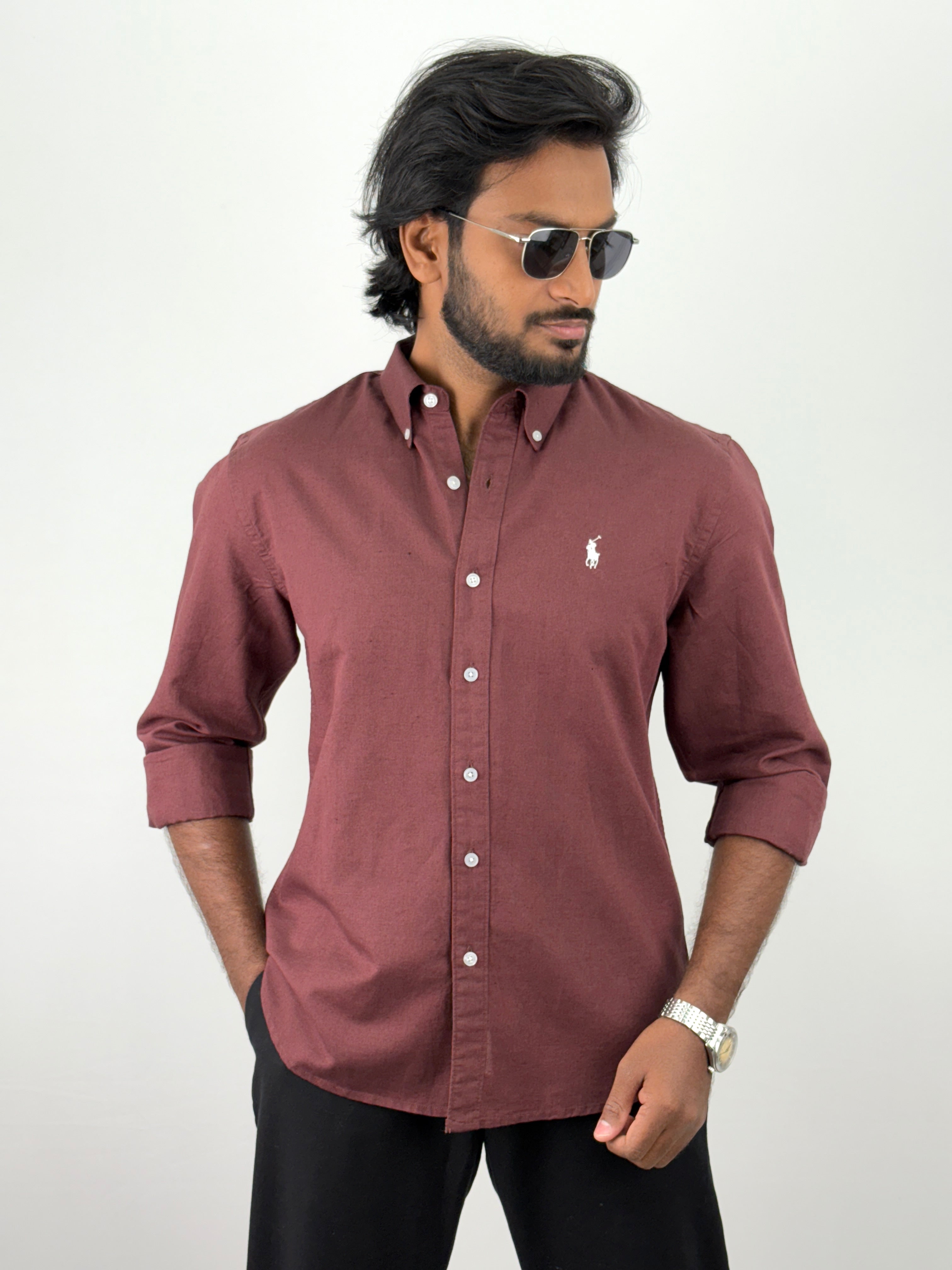 Dark Burgundy Linen Shirt