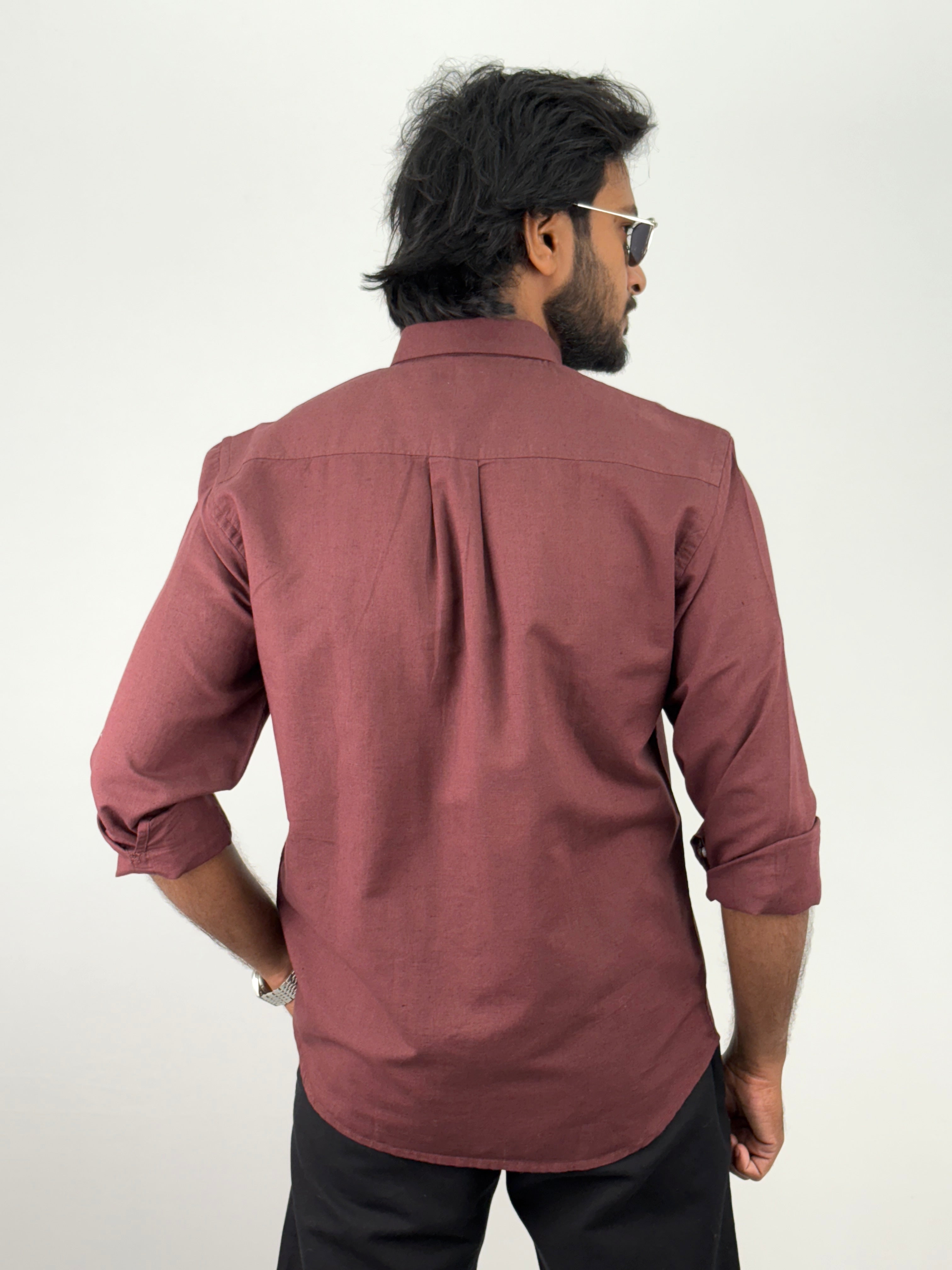 Dark Burgundy Linen Shirt
